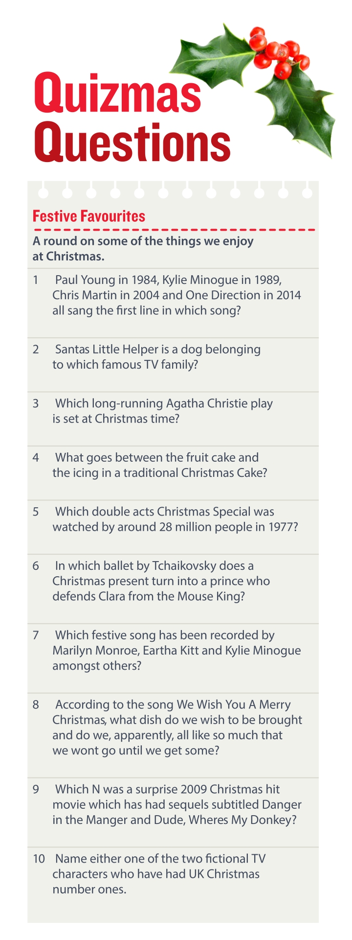 Free Printable Christmas Quiz Questions