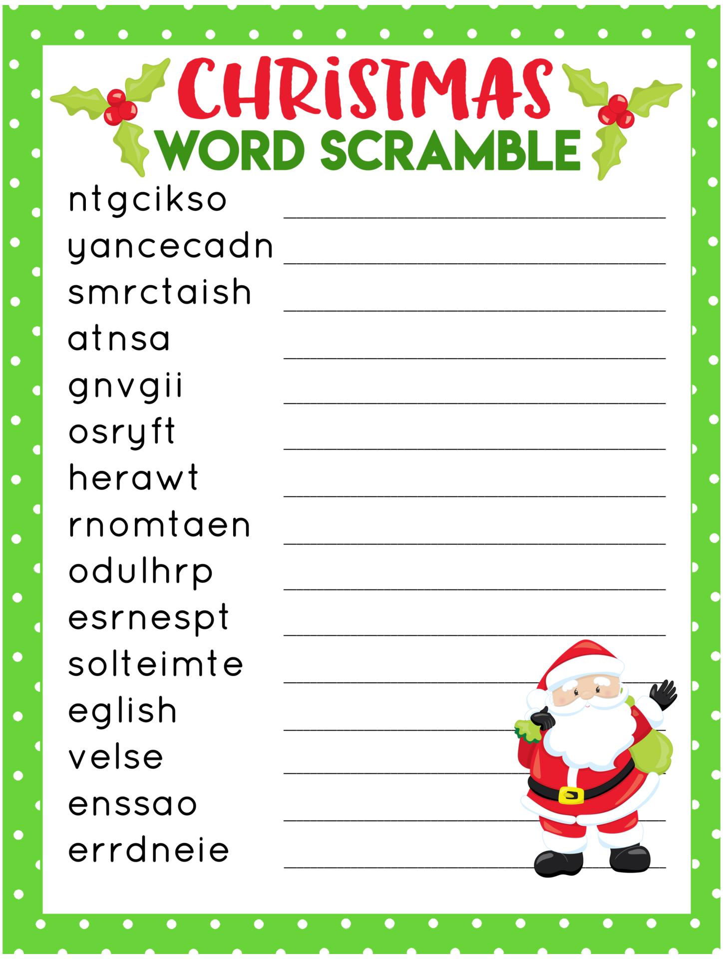 Best Christmas Word Scramble Printable Game Printablee The Best
