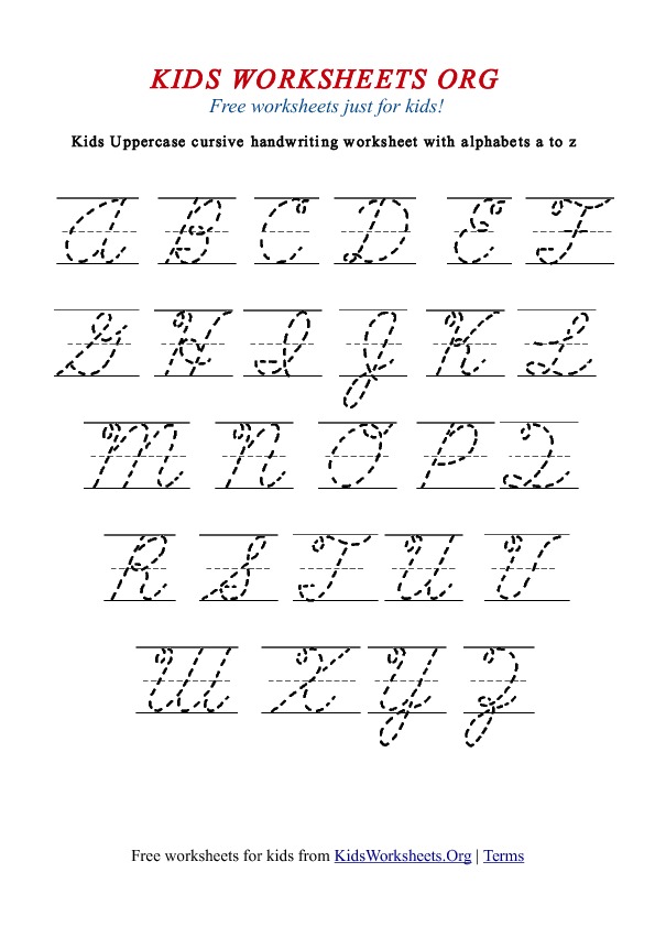 Cursive Handwriting Alphabet Worksheets