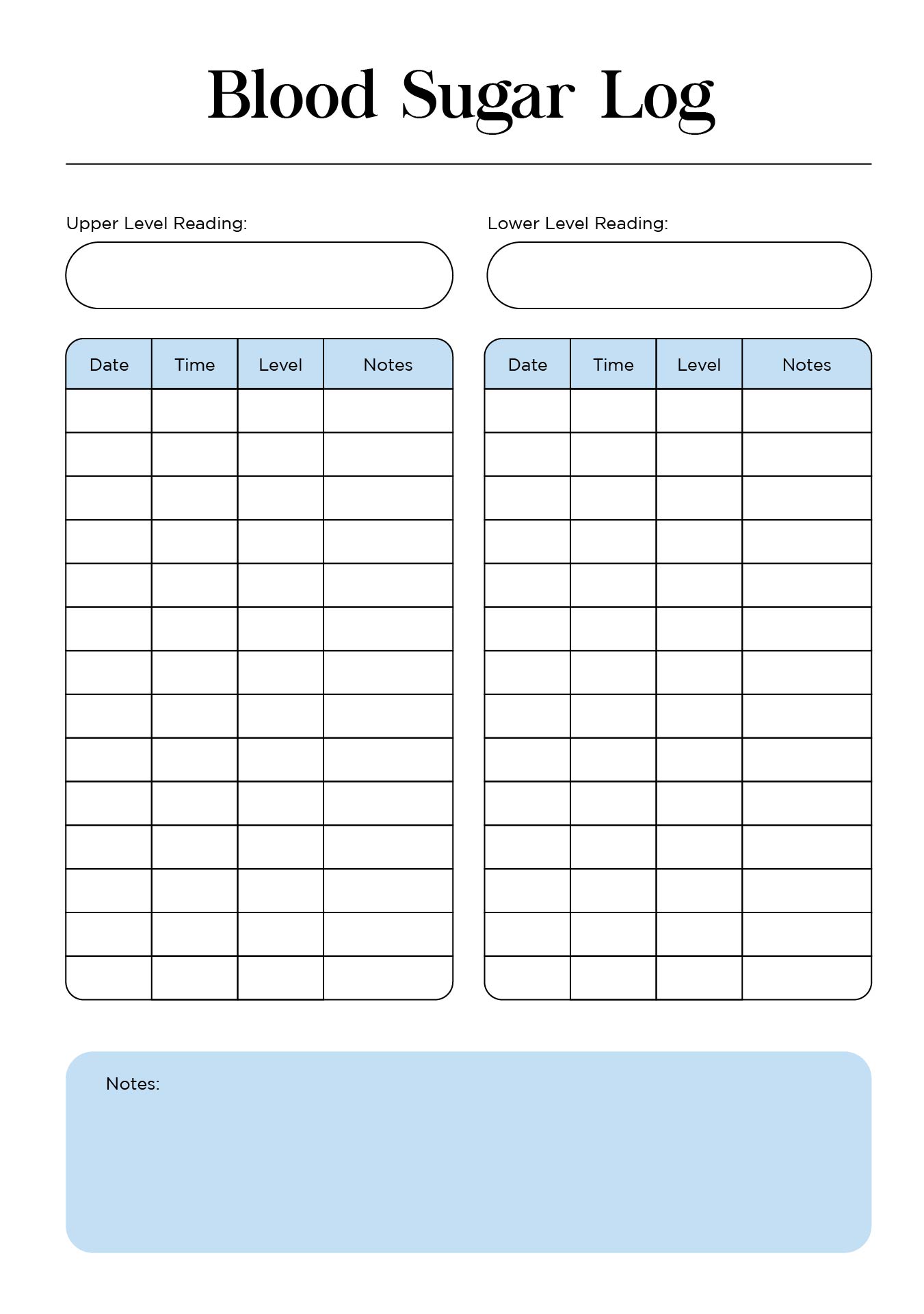 Blood Sugar Log Printable