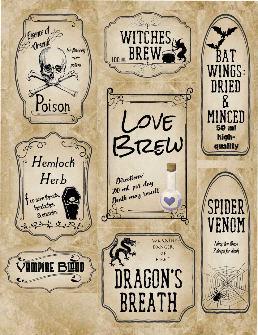 Free Witch's Potion Labels Printables