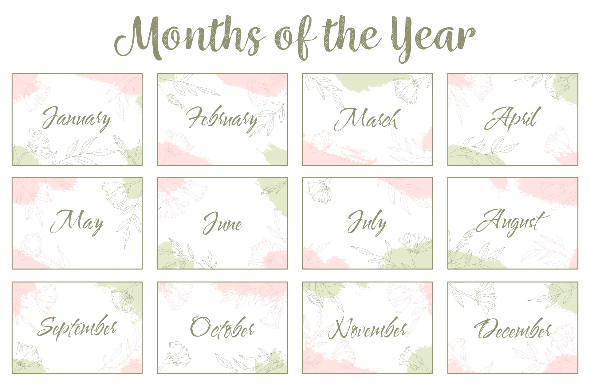 13 Best Free Printable Month Names Printablee