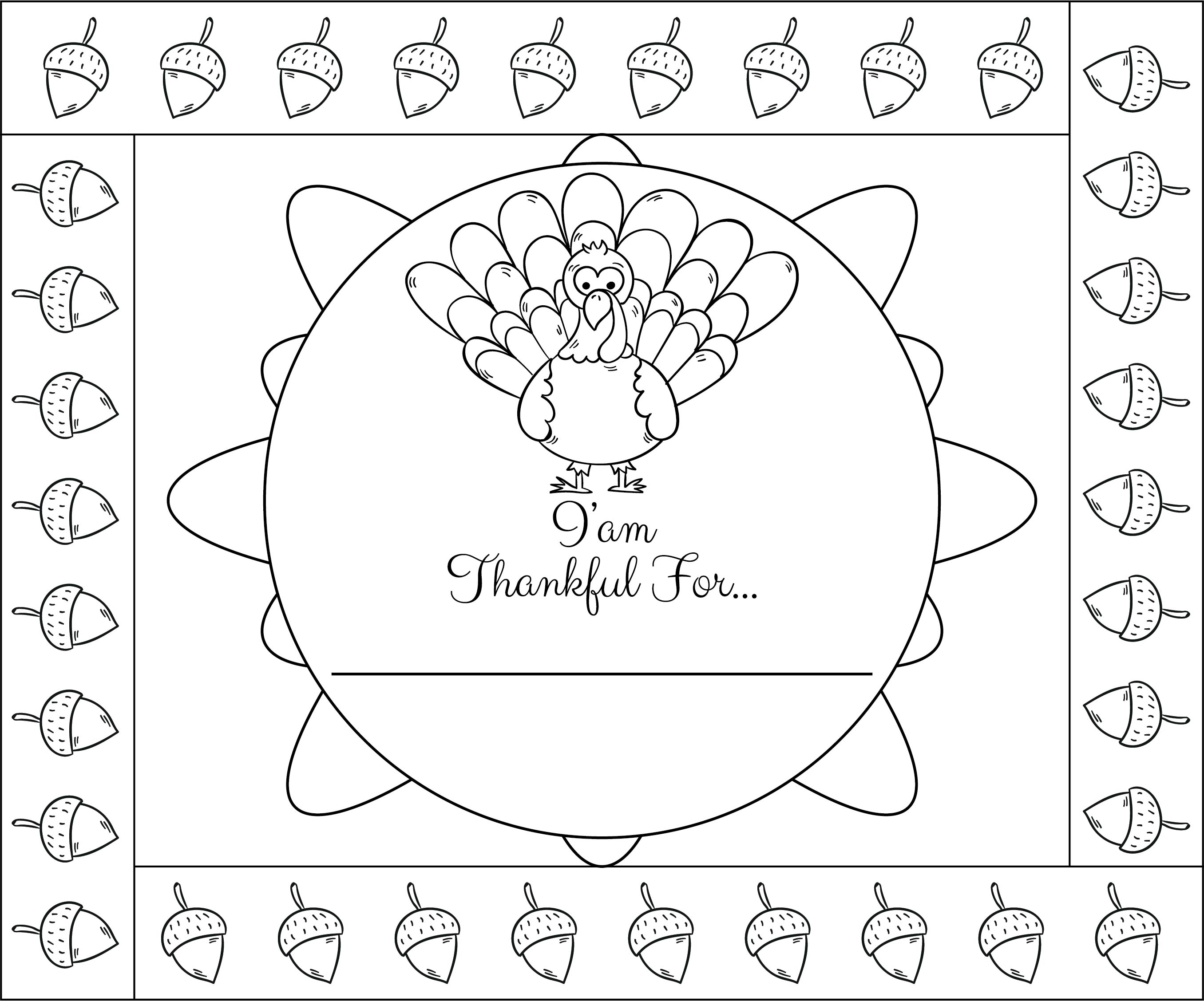 10 Best Free Printable Thanksgiving Coloring Placemats PDF for Free at