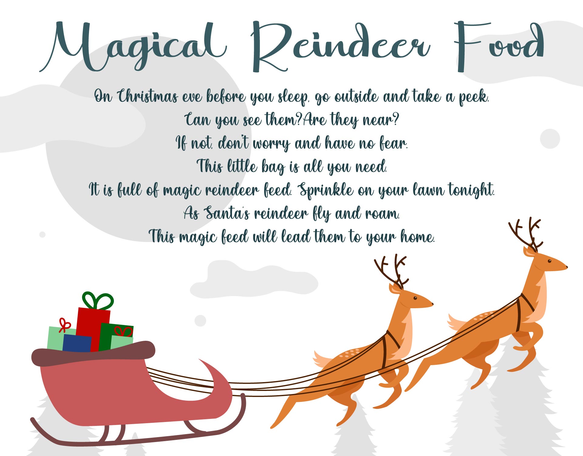 Printable Reindeer Food Saying
