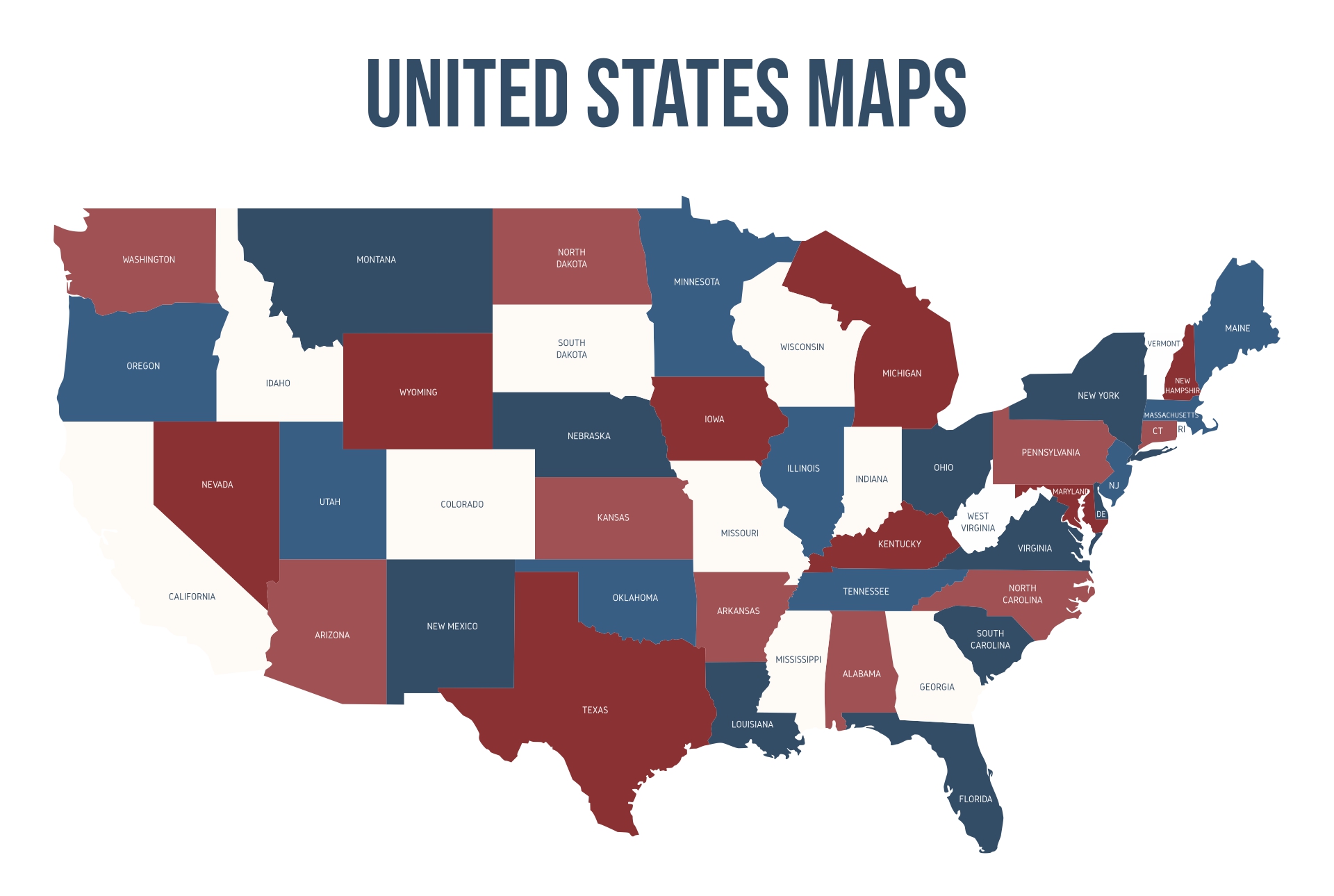 5 Best All 50 States Map Printable - printablee.com