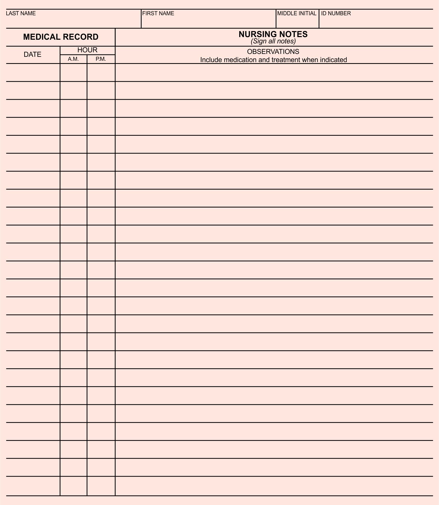 Printable Progress Notes Form Printable Forms Free Online