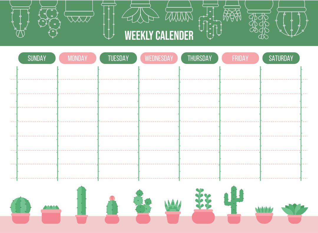 10 Best Cute Printable Weekly Calendar Template PDF For Free At Printablee