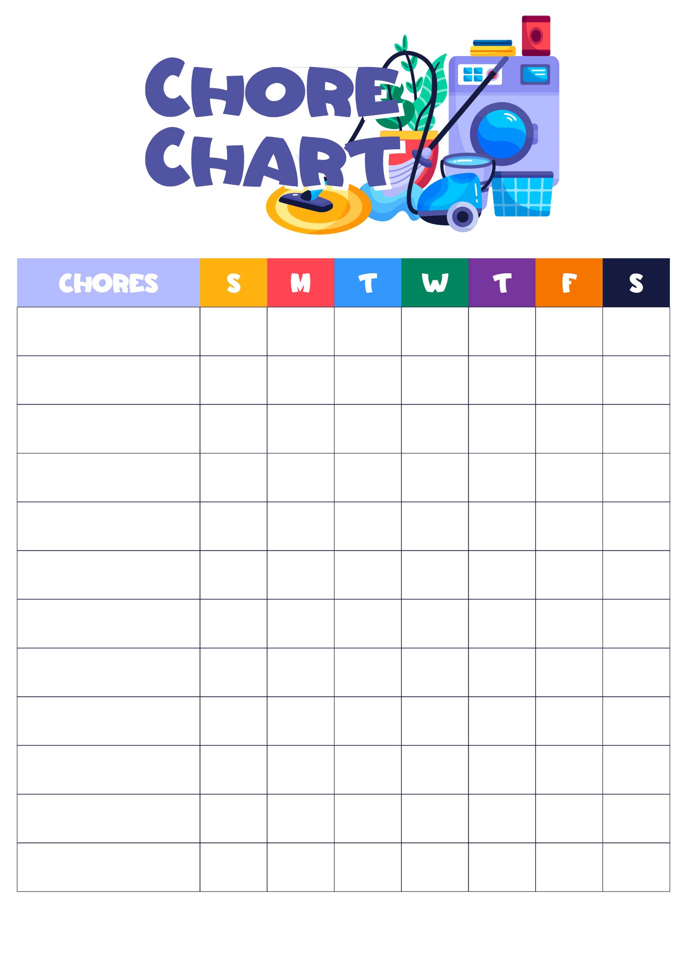 Blank Weekly Potty Chart Printable Templates