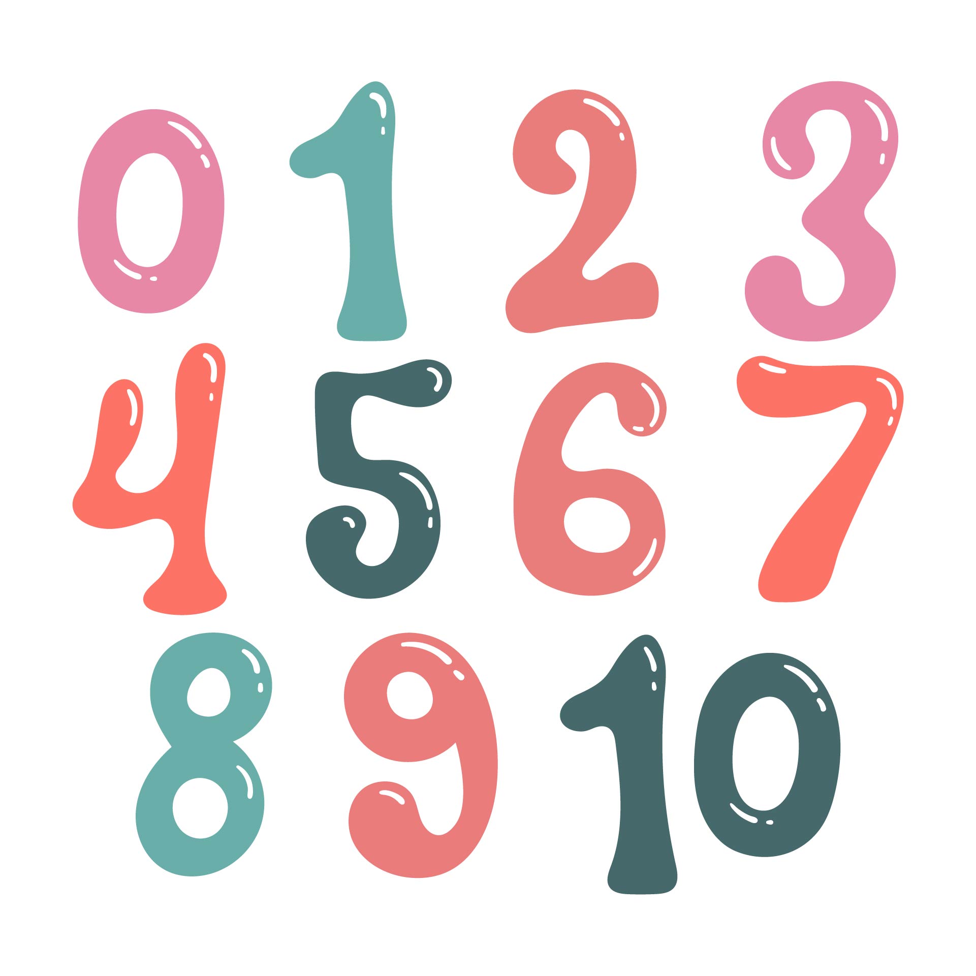 Printable Bubble Numbers 0-10