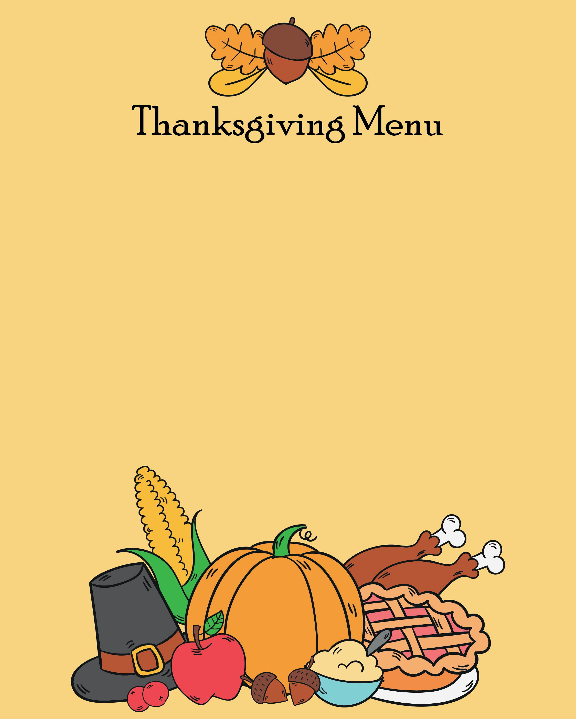 Thanksgiving Printable Menu