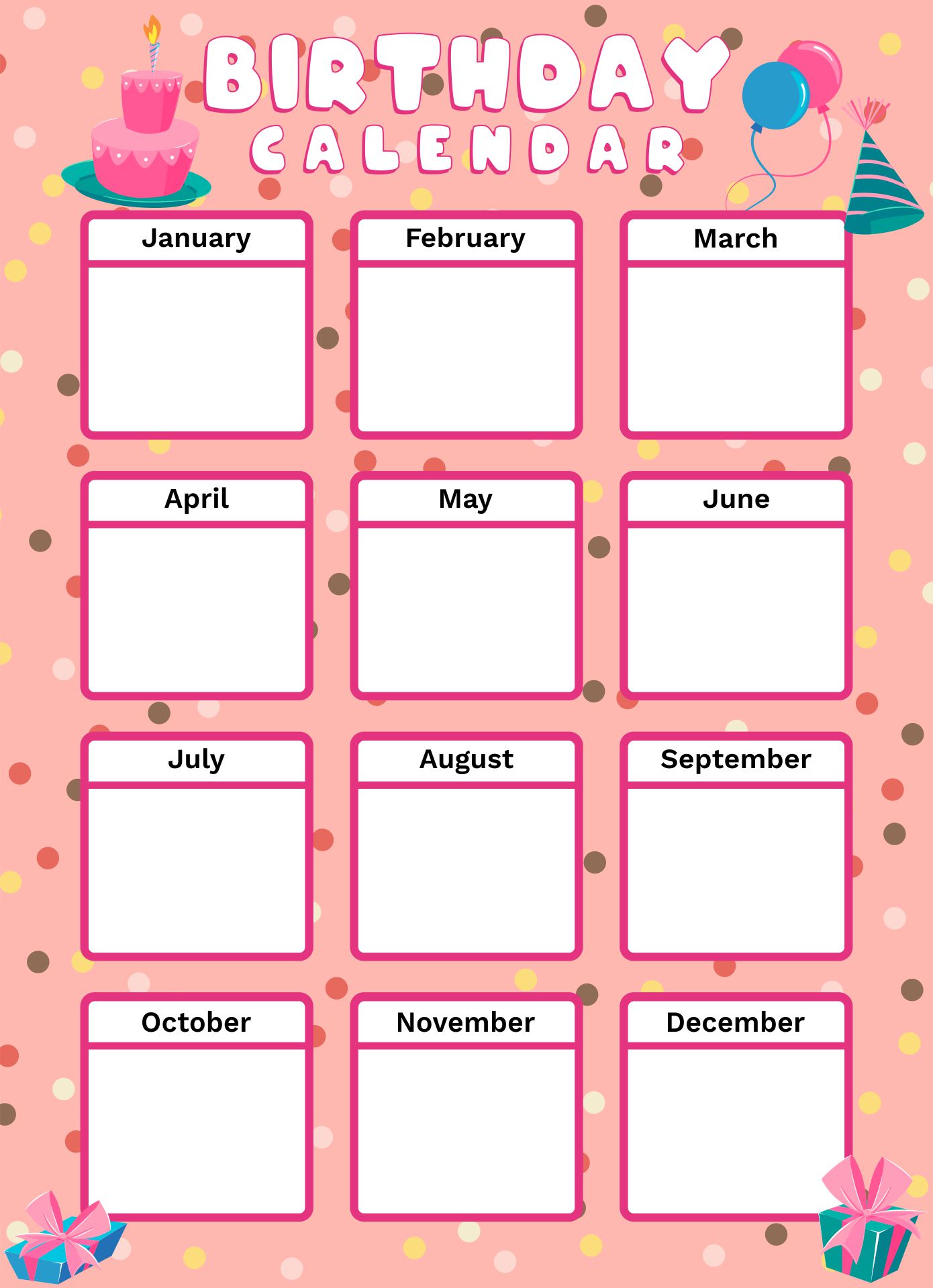 Birthday Calendar Printables