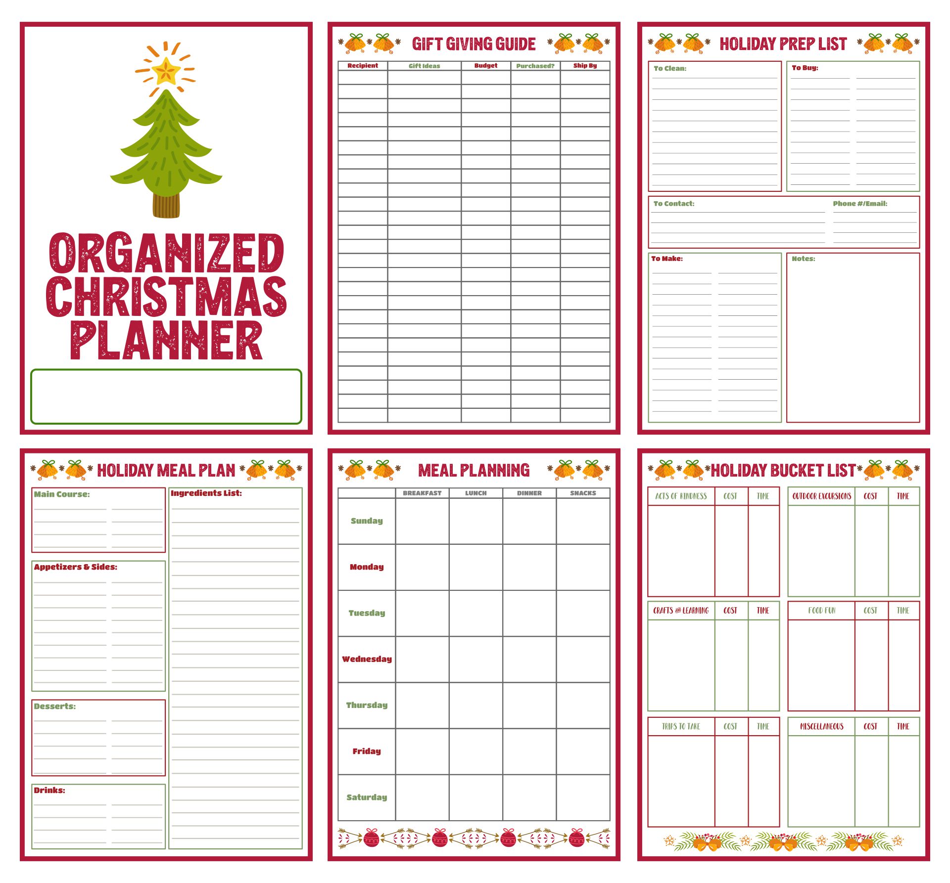 Organized Christmas Printables