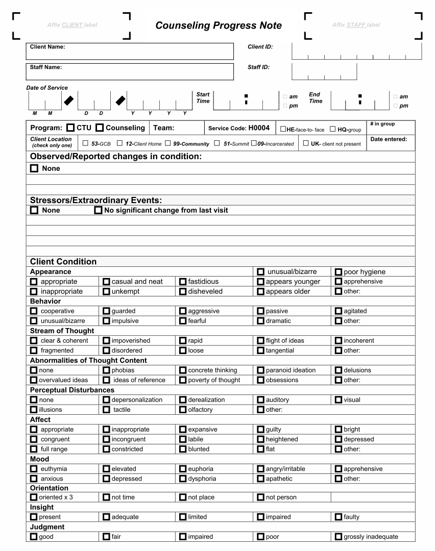 23 Best Printable Therapy Progress Note - printablee.com Intended For Nursing Home Physician Progress Note Template