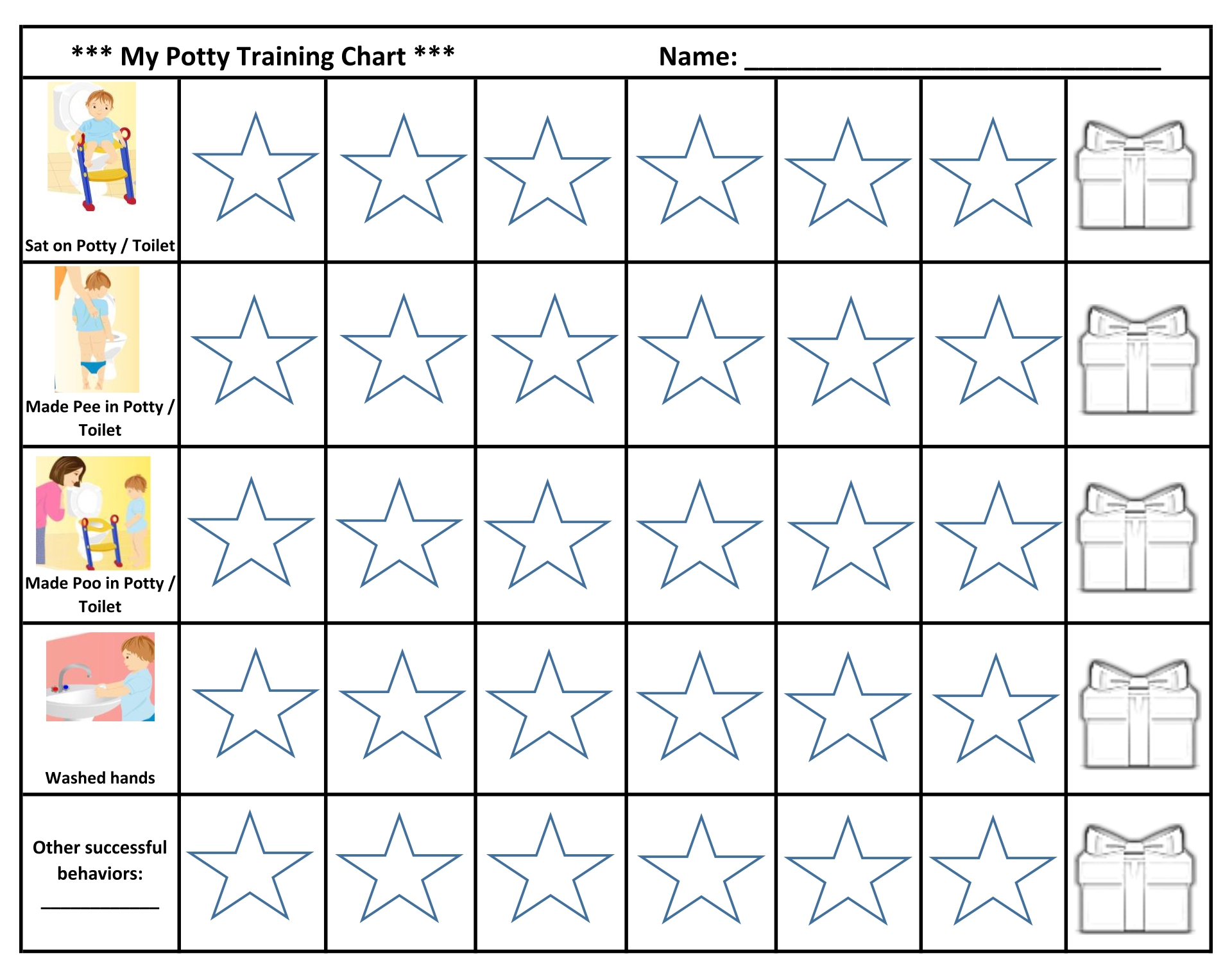 Potty Training Printable Chart