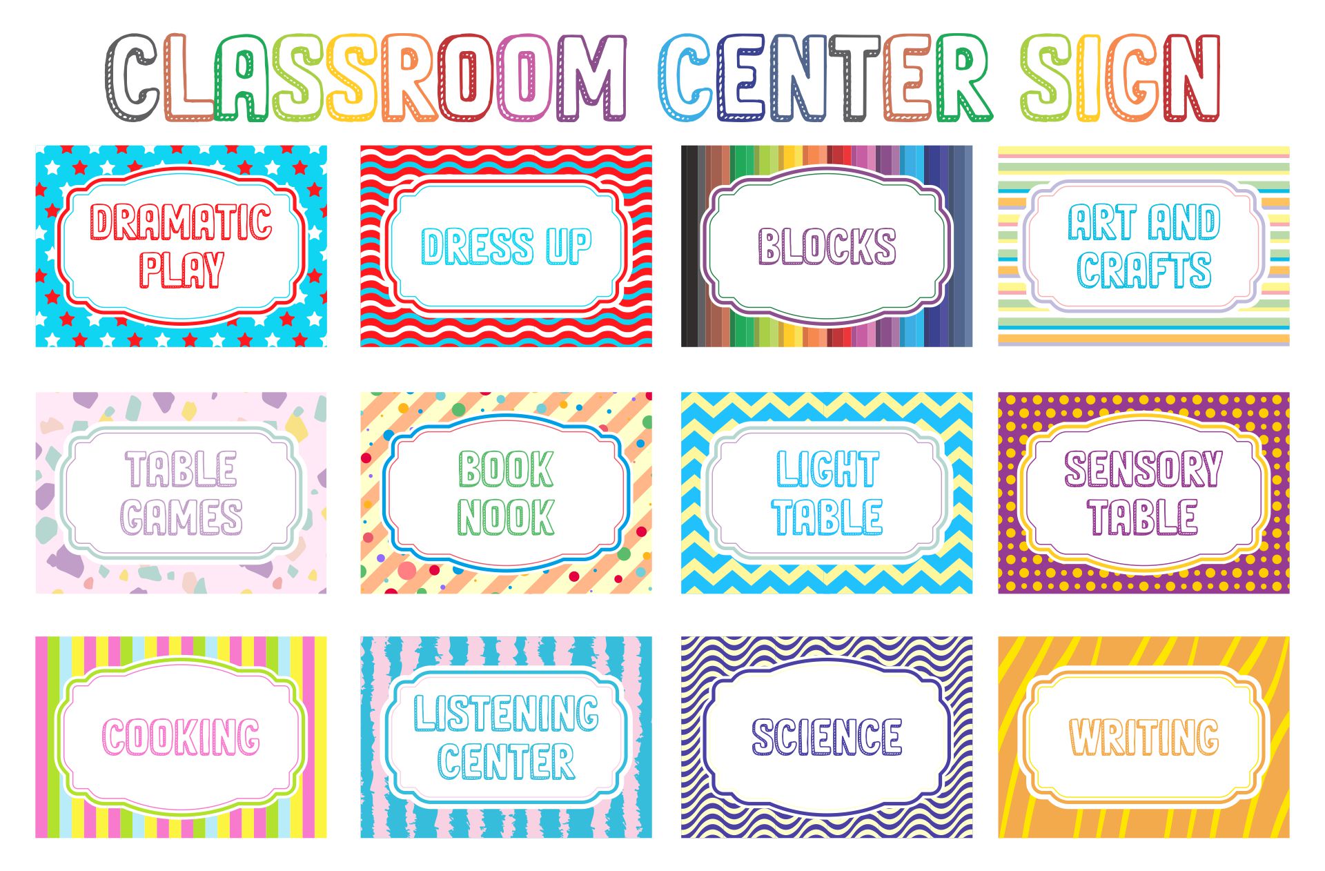 Preschool Classroom Center Signs