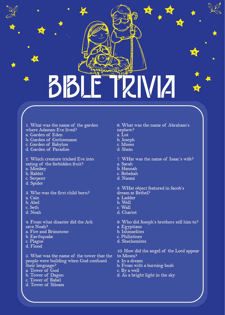 Printable Bible Trivia Questions & Answers
