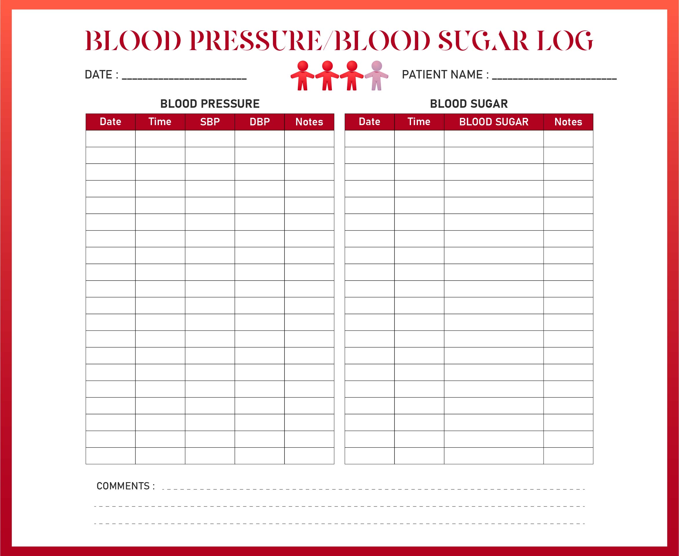 Blood Pressure Printable Log Chart Leqwerii