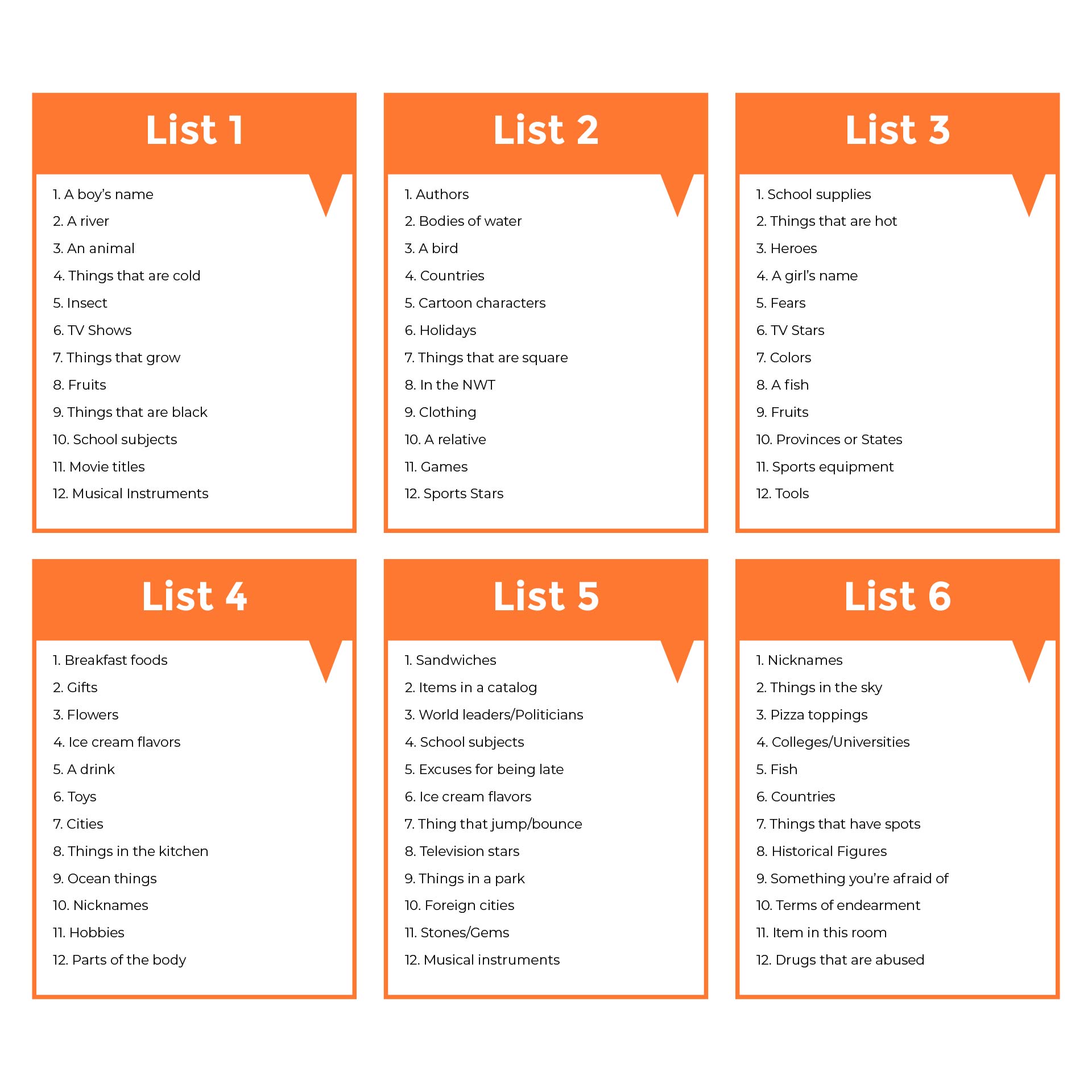 scattergories list church