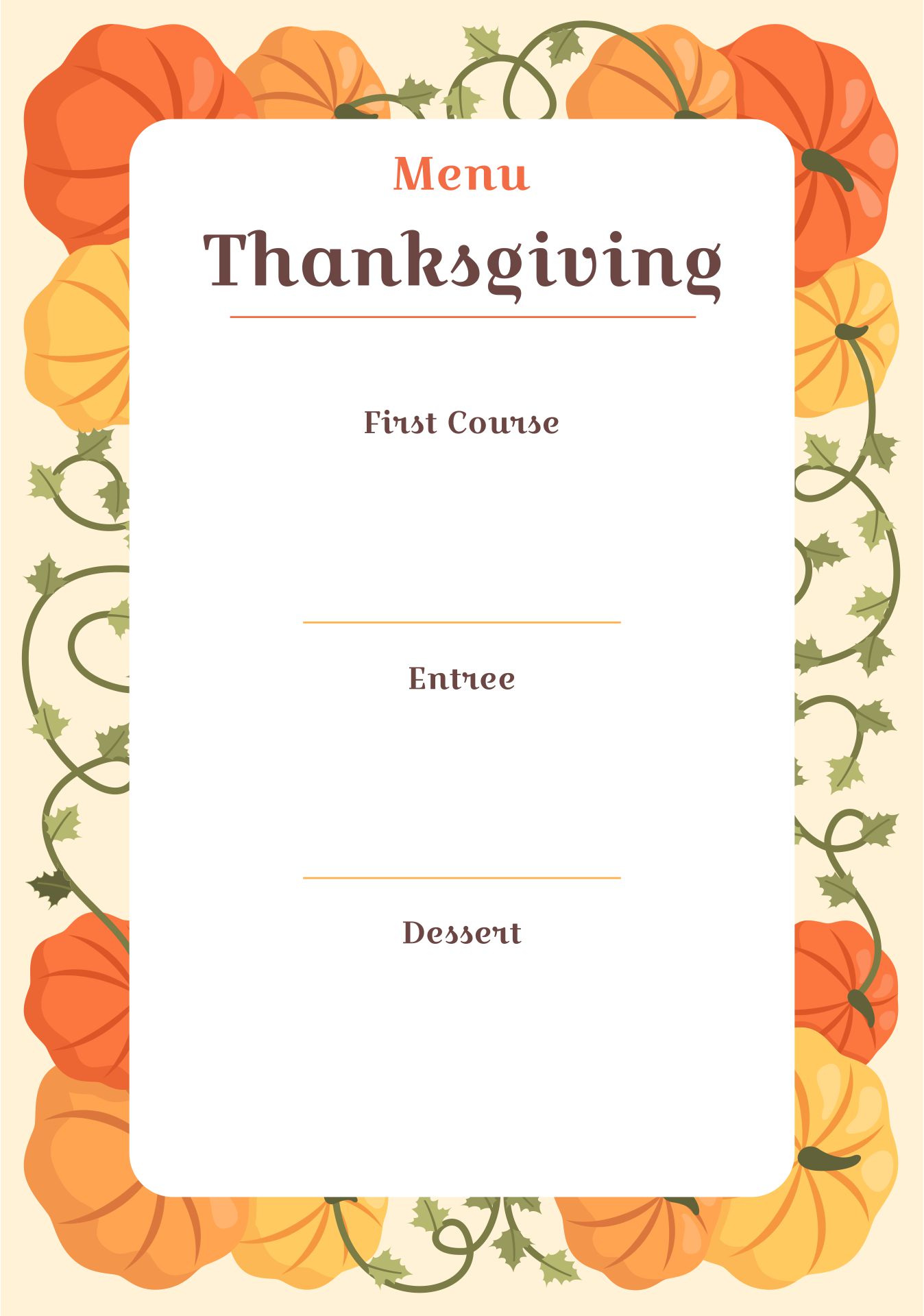 Thanksgiving Menu - 10 Free PDF Printables | Printablee