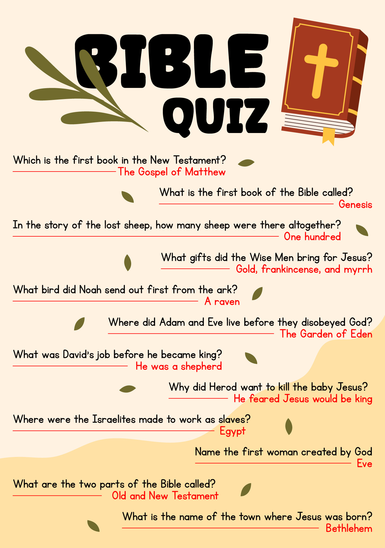 Free Printable Bible Quizzes For Adults