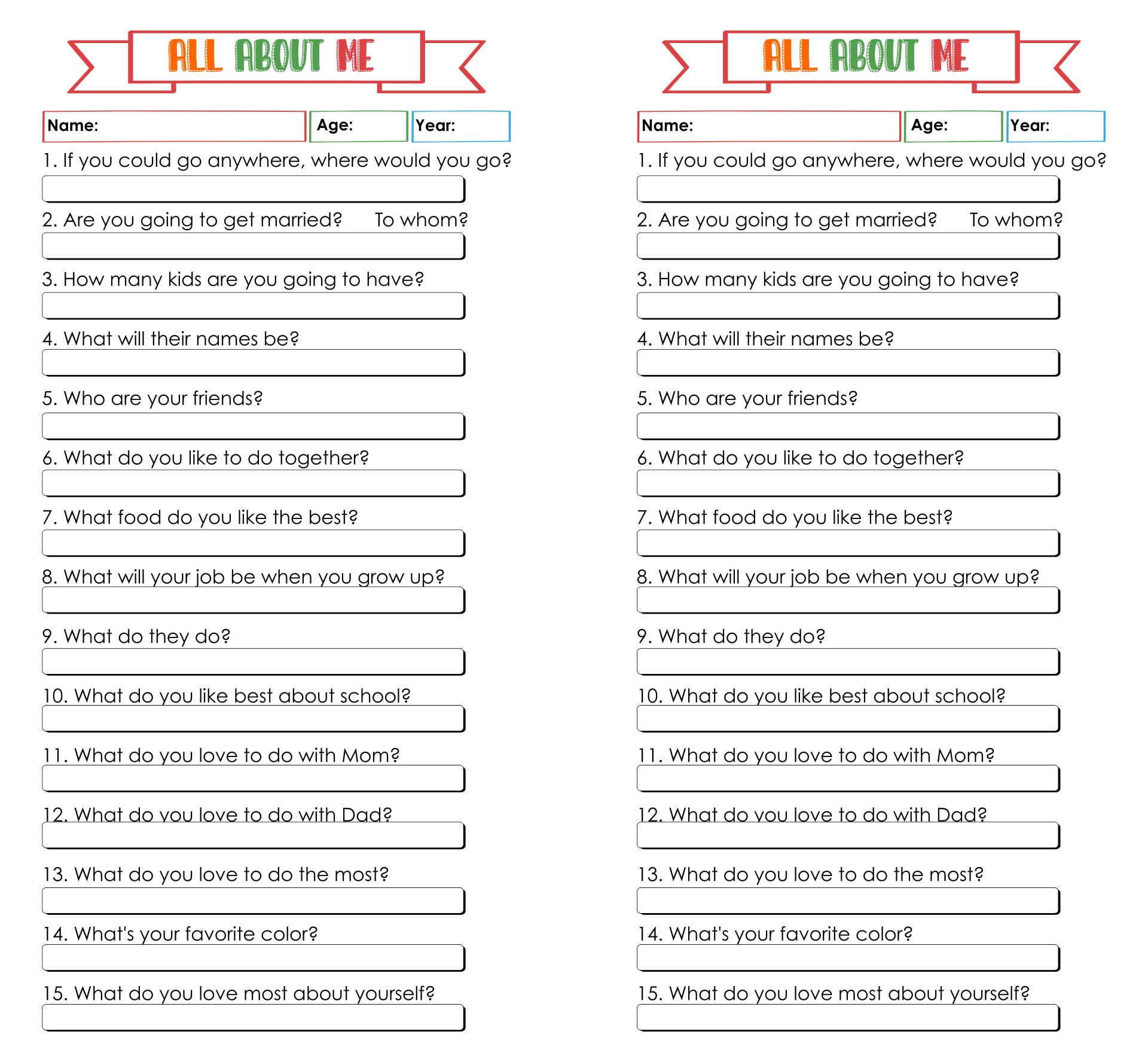 Printable All About Me Questions Printable Word Searches