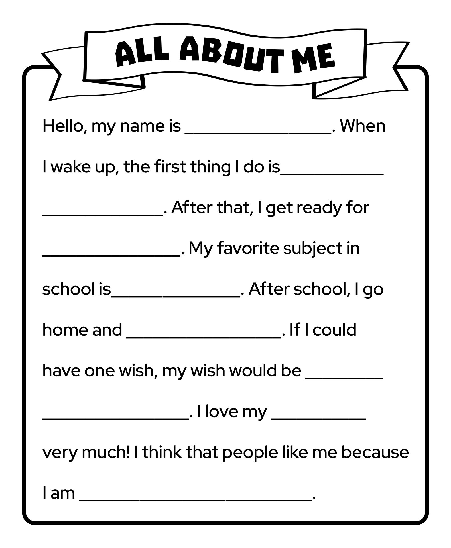 All About Me Worksheet Printable   Back To School Worksheets All About Me 228888 