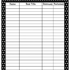 Book Sign Out Sheet