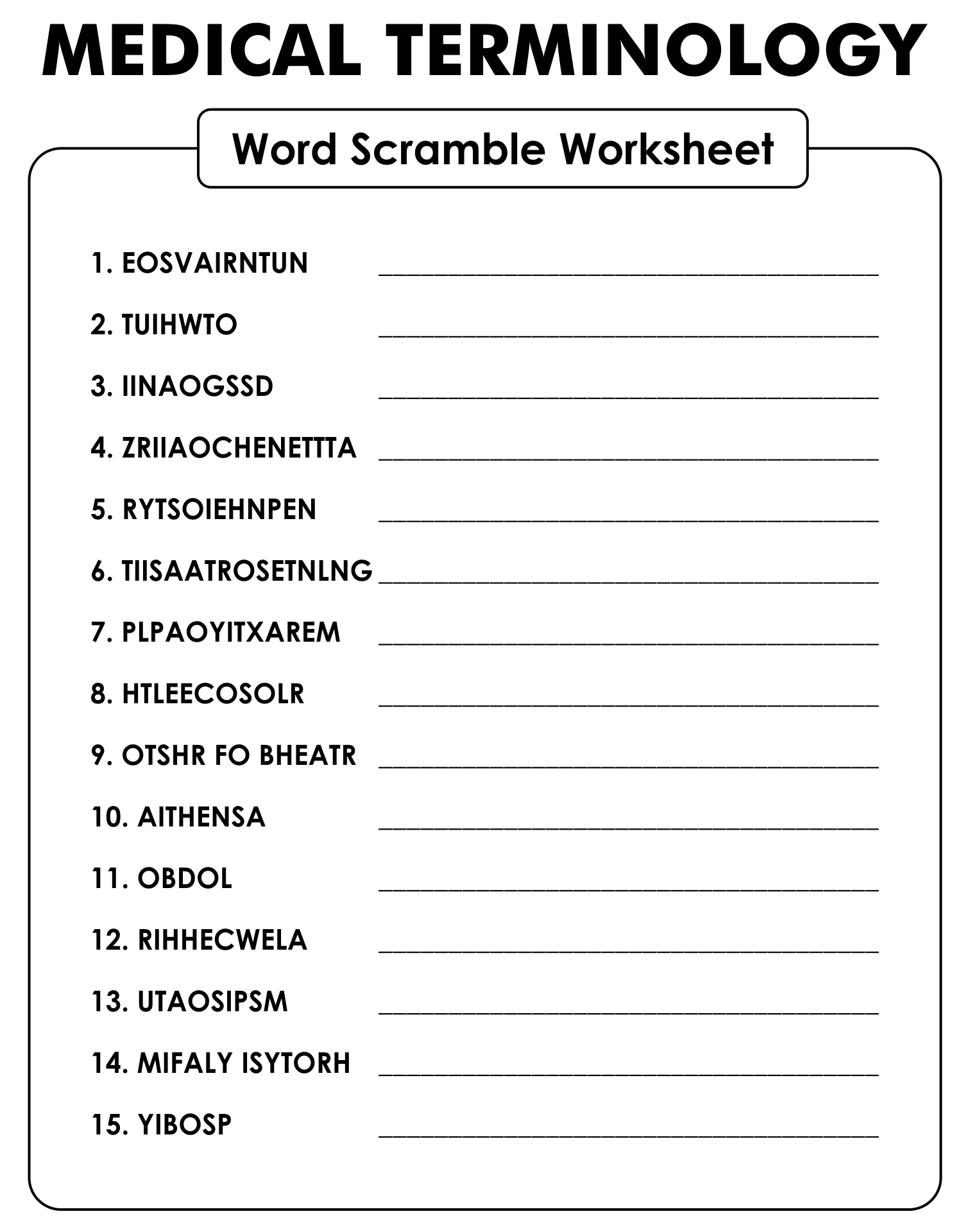 10 Best Medical Terminology Worksheets Printable PDF For Free At Printablee