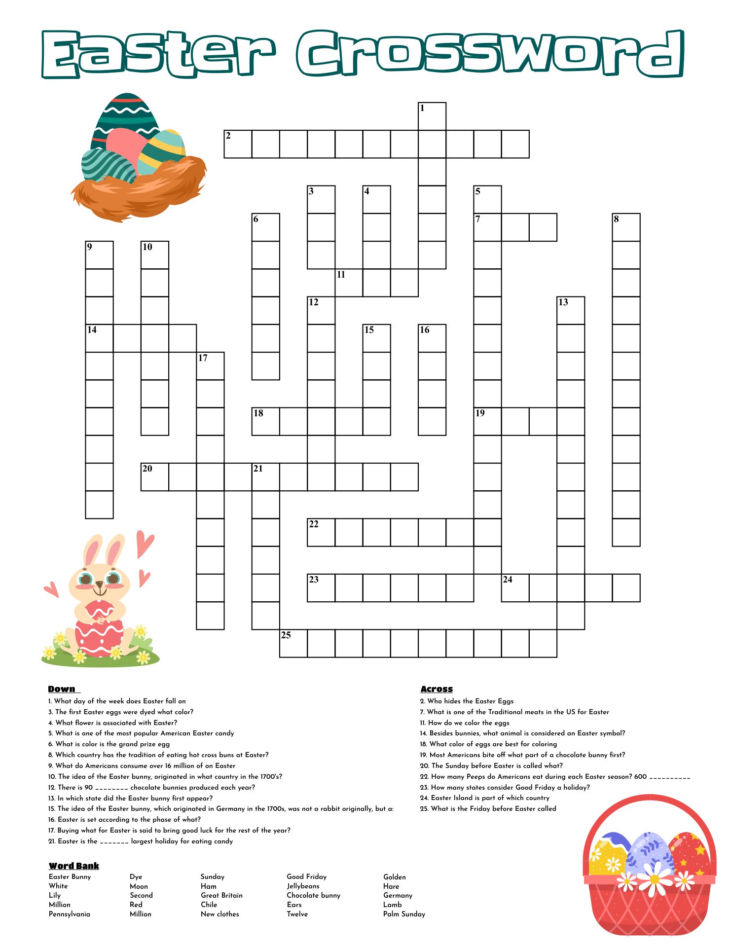 Easter Printable Crossword Puzzles