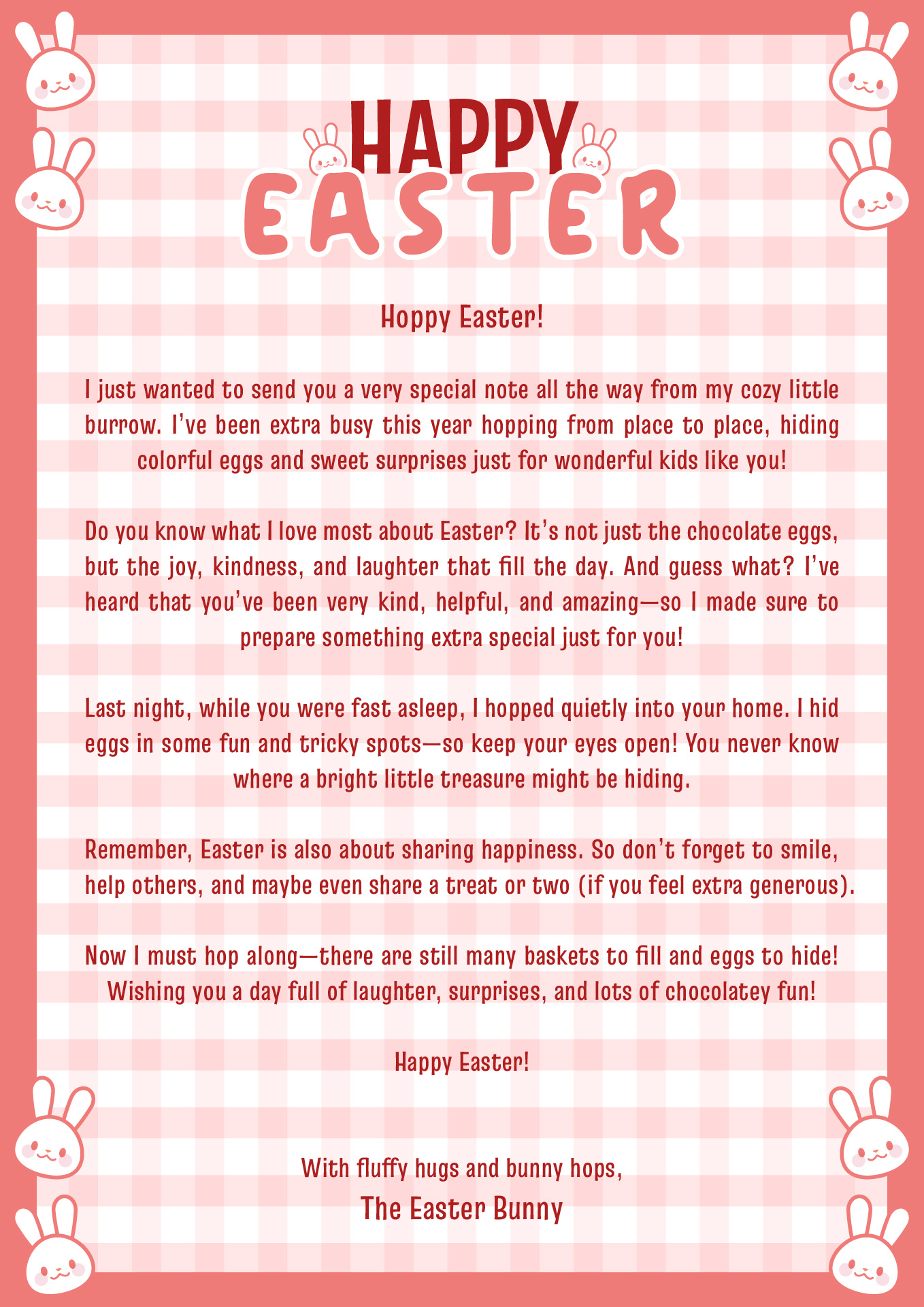 6 Best Easter Bunny Free Printable Letters Printablee