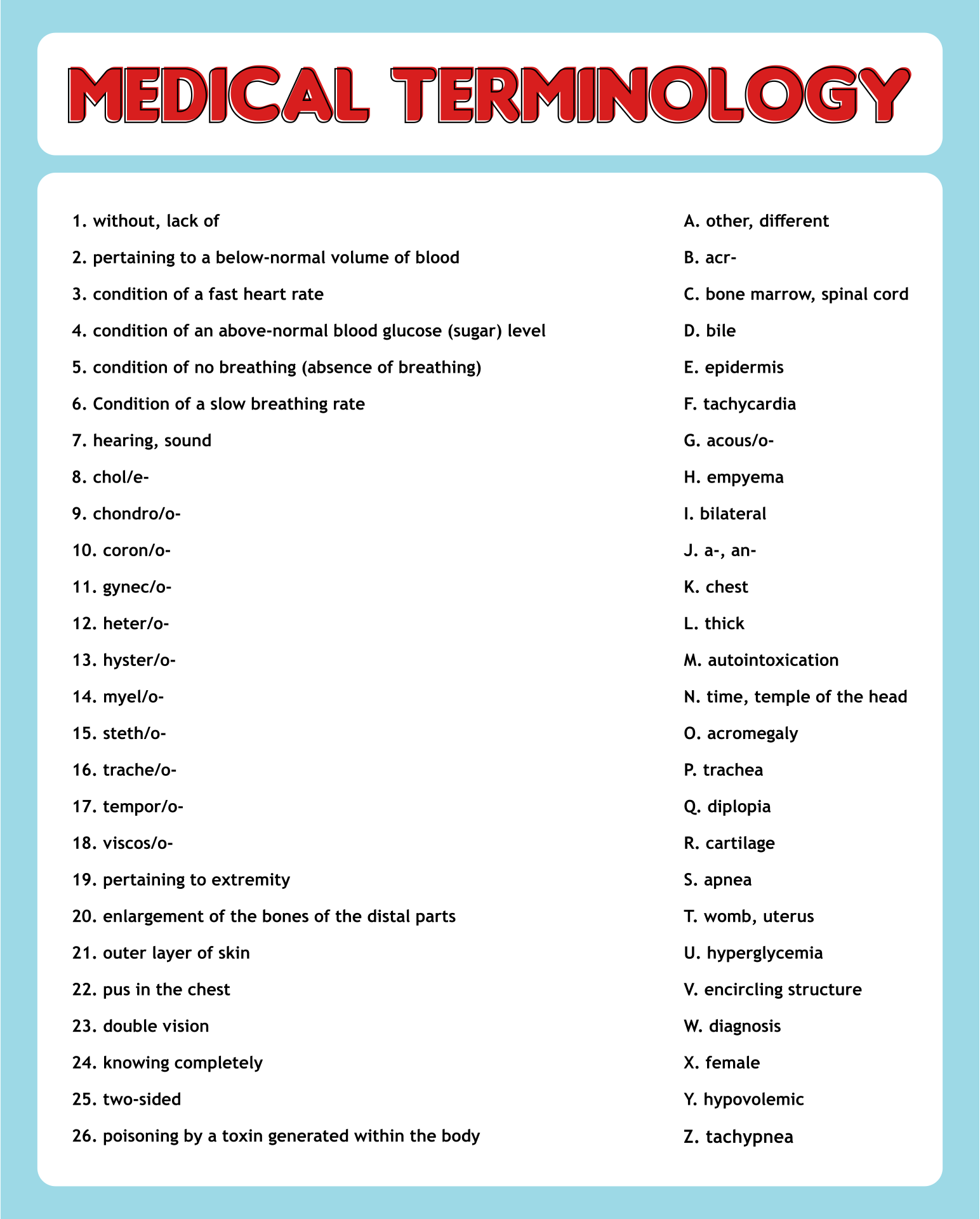 Free Printable Medical Terminology Worksheets - Customize and Print