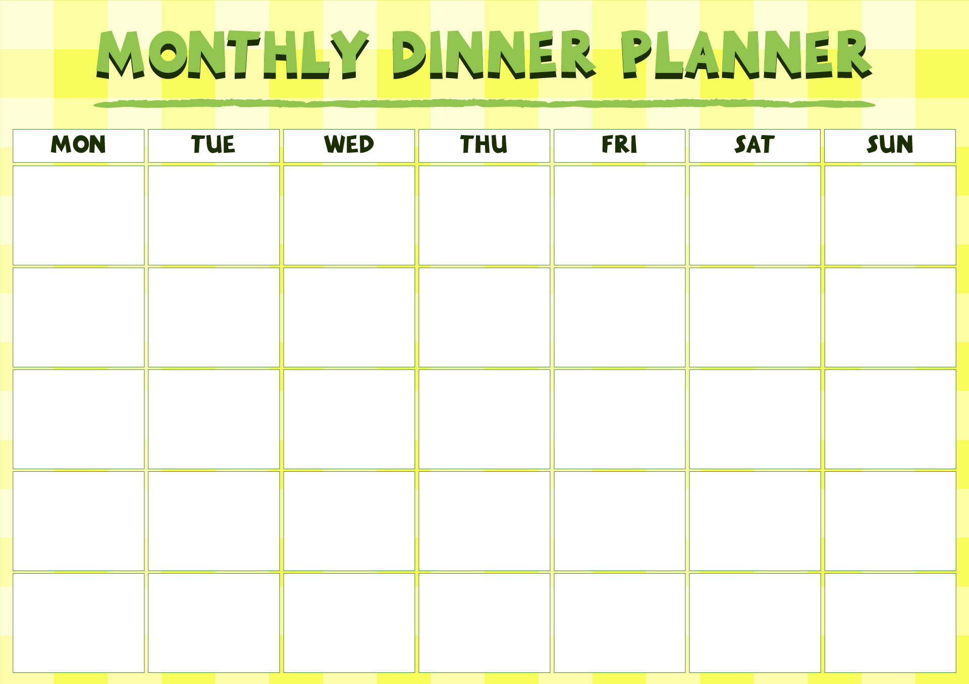 printable monthly meal planner template
