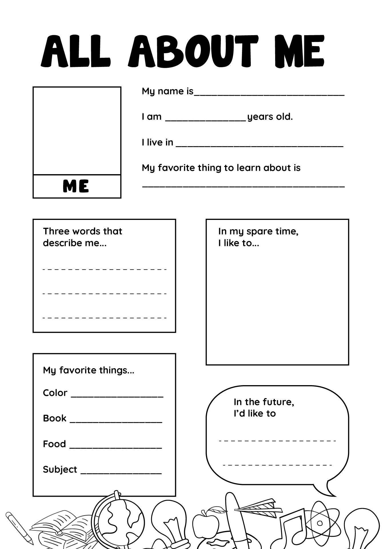 Getting To Know Yourself Worksheet Preschool Printable