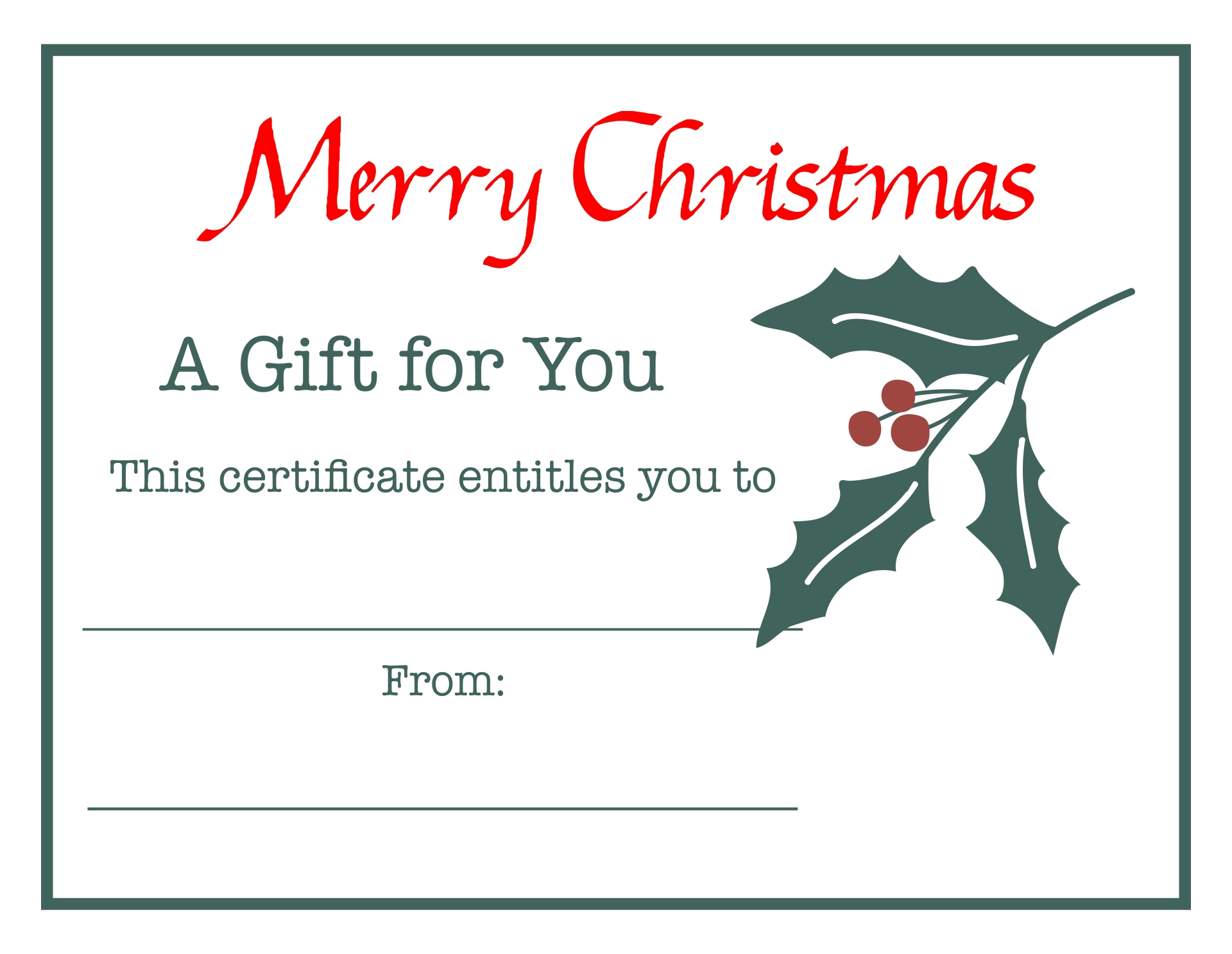 Elegant Christmas Gift Certificate Template