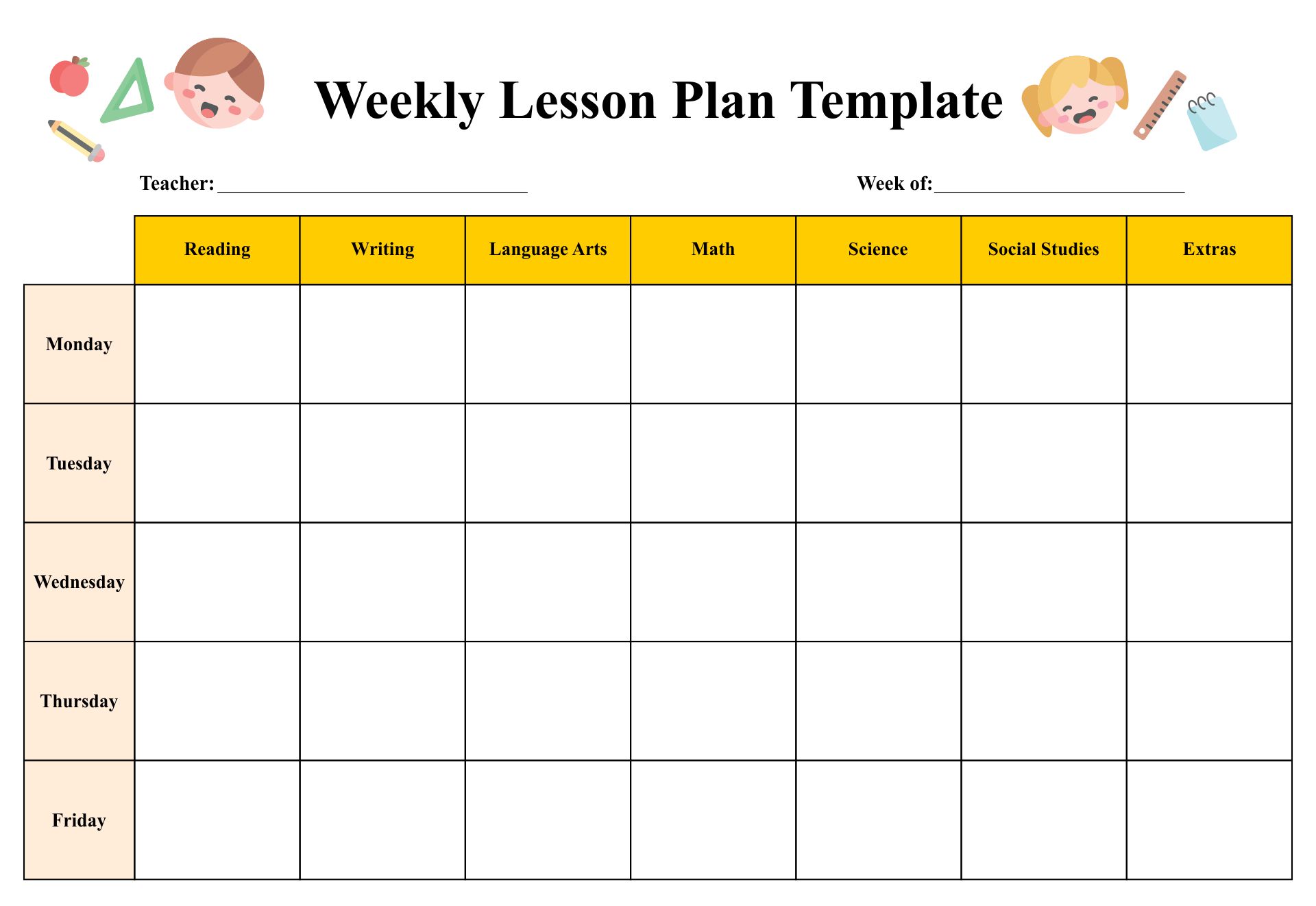 Blank Preschool Lesson Plan Template