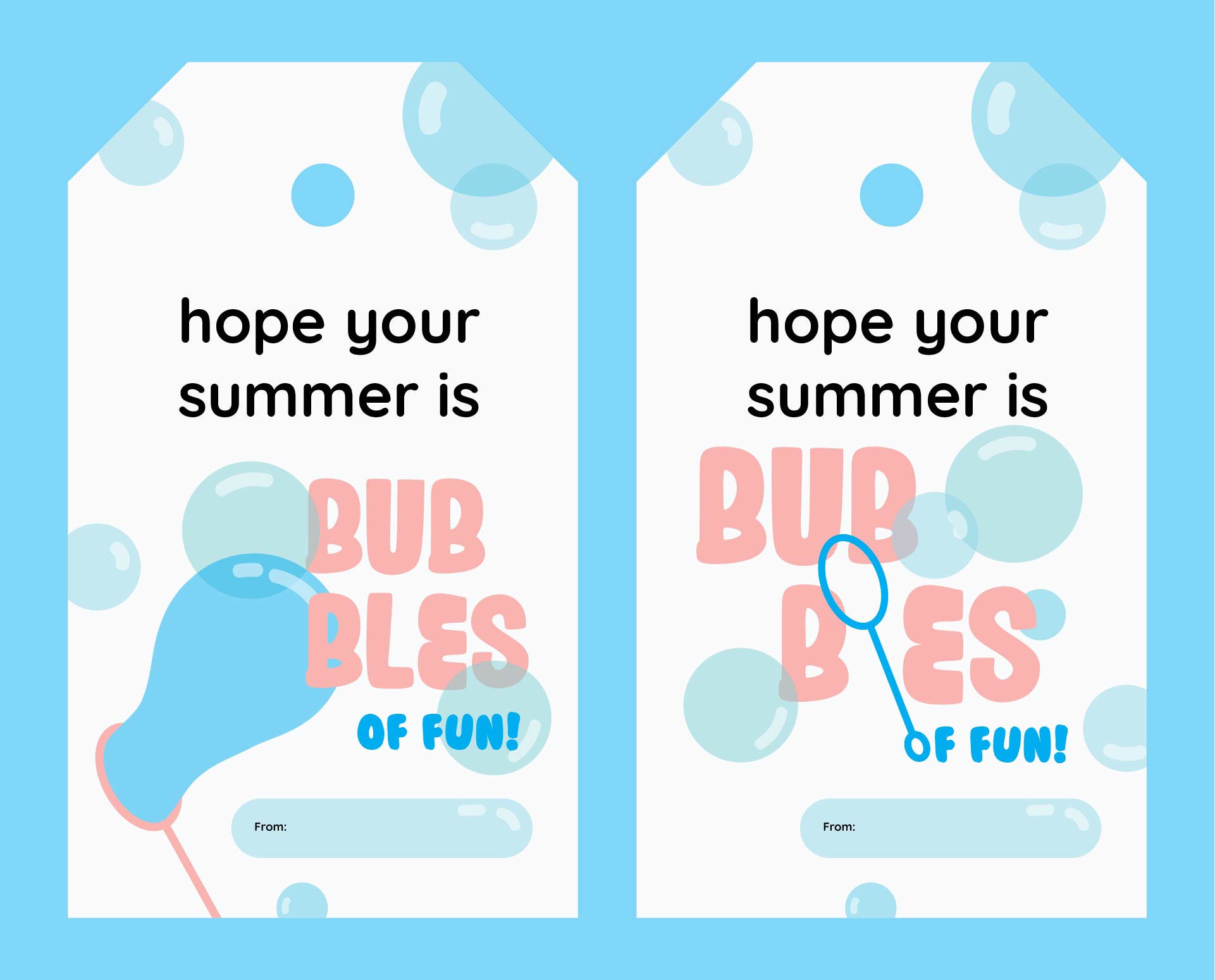Printable Tags Bubble Summer