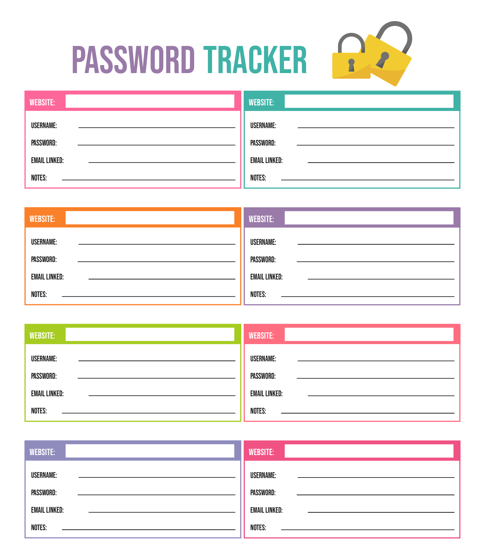 free-password-log-template