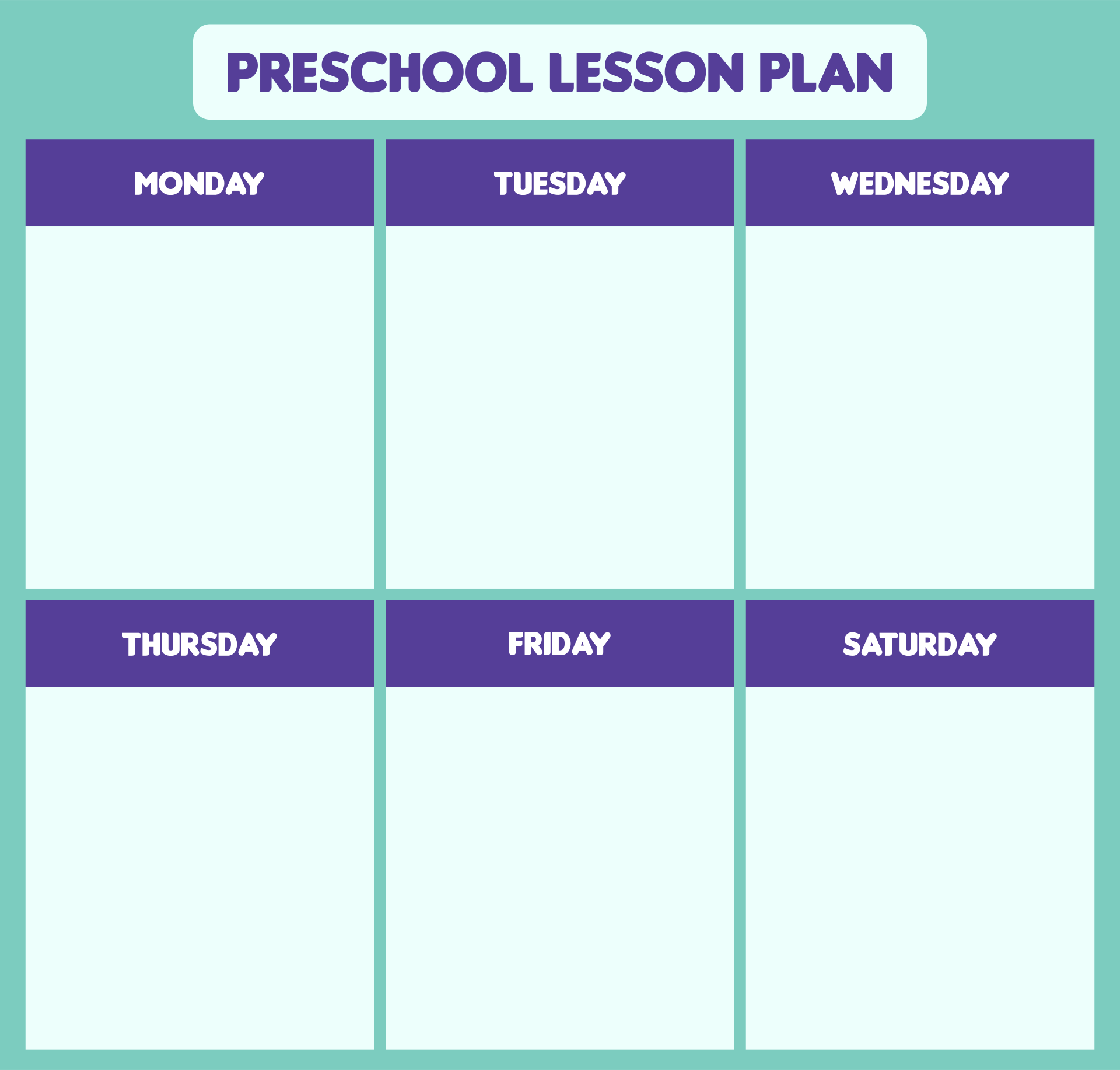Preschool Lesson Plan Template Printable
