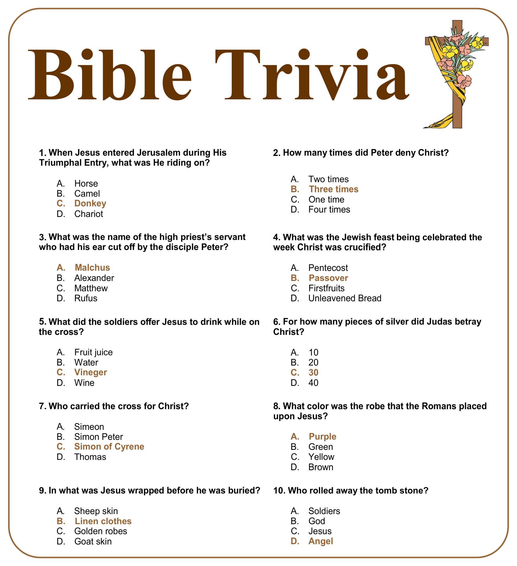 Printable Christmas Bible Trivia