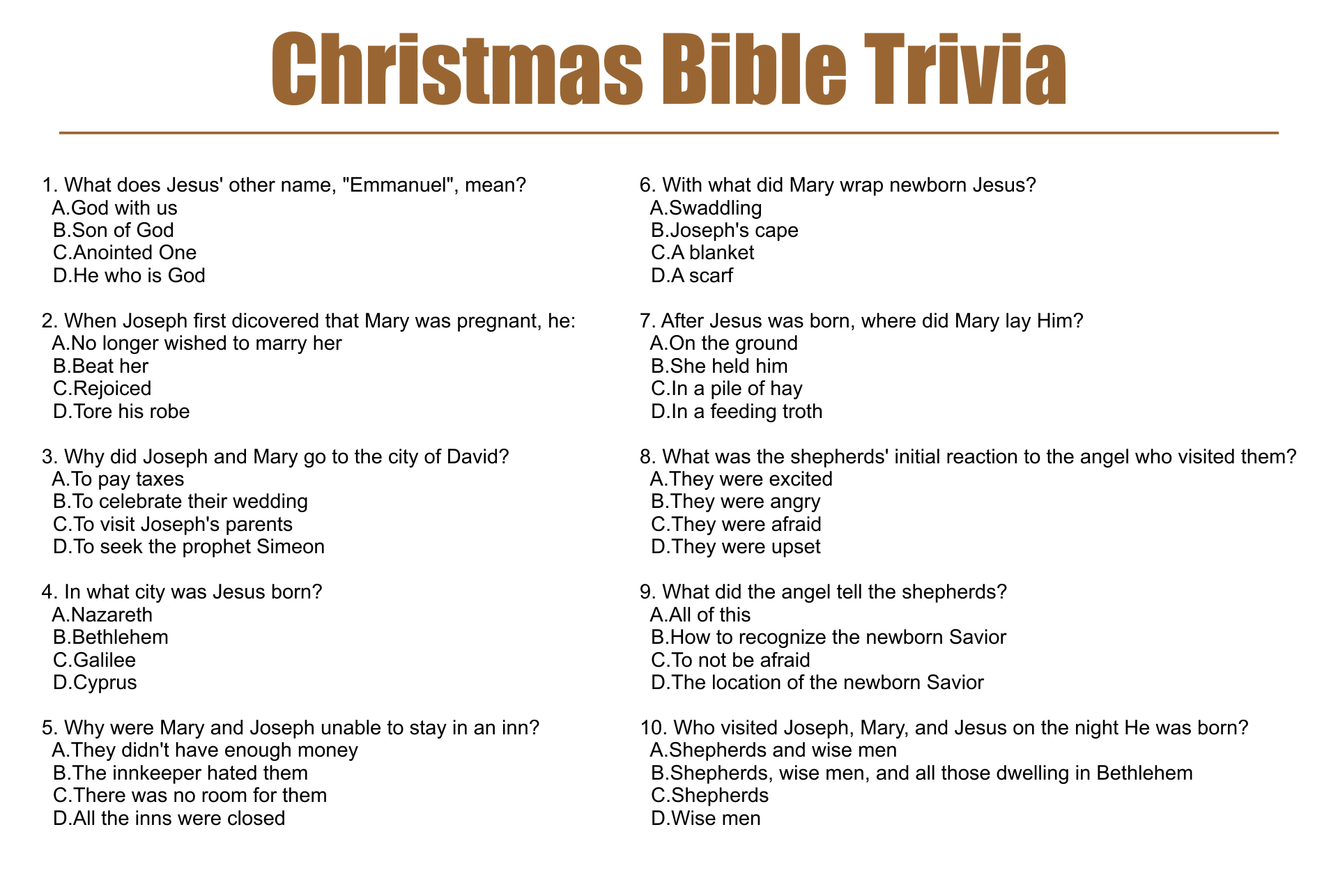 Vasiyetnameye karşı Müze anestetik christmas bible trivia questions