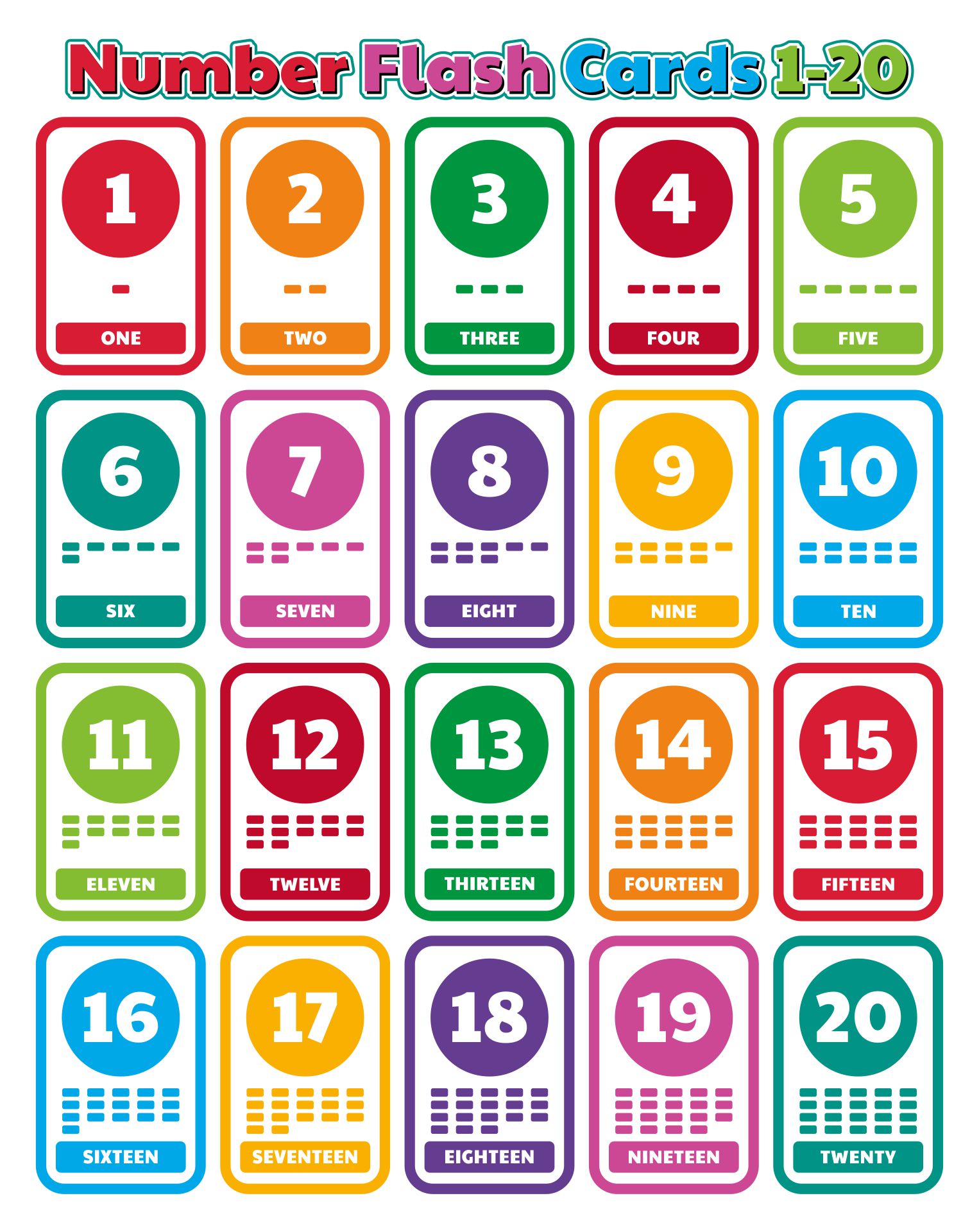 10 Best Printable Number Flash Cards 1 20 Printablee