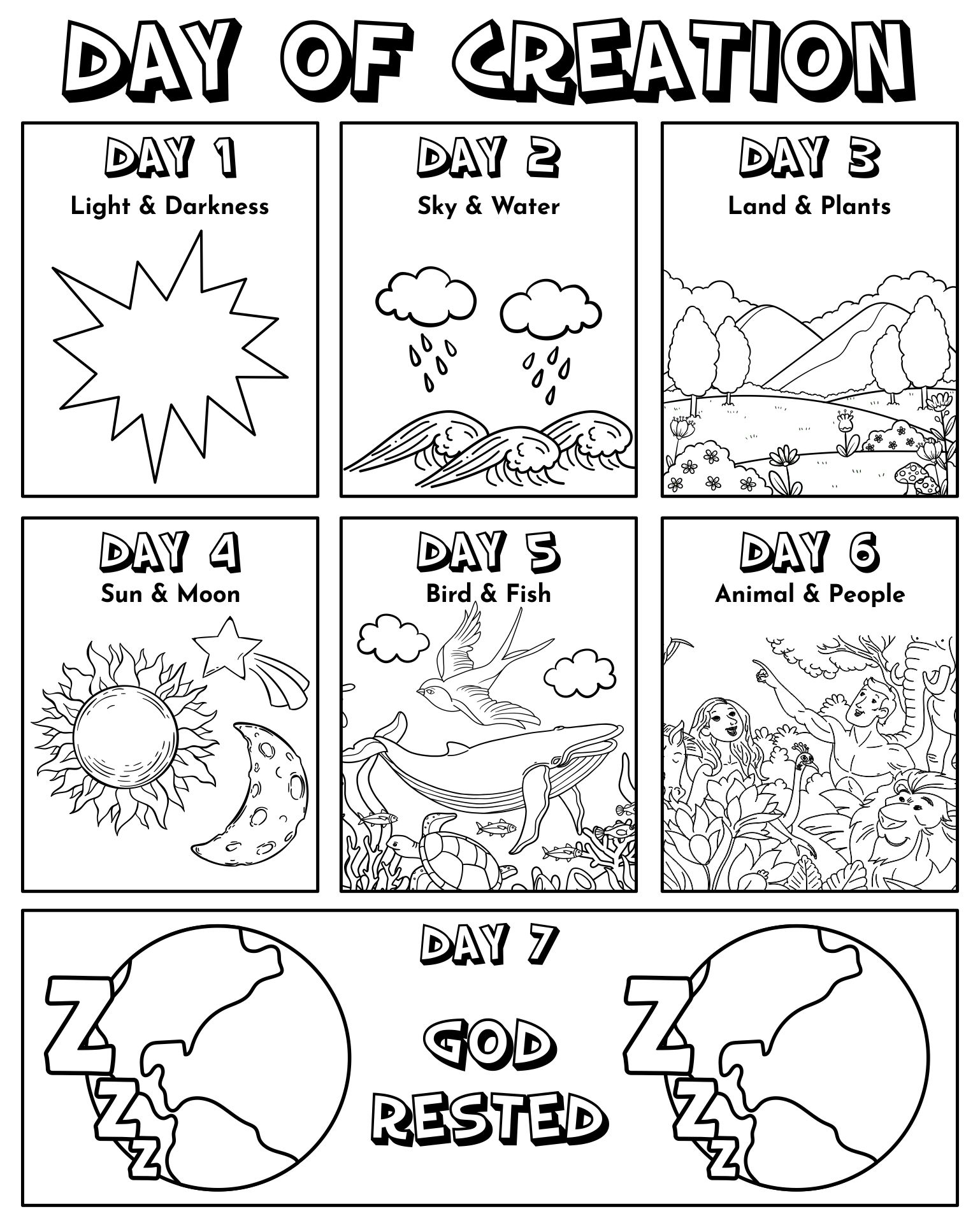 Creation Coloring Pages Day 4