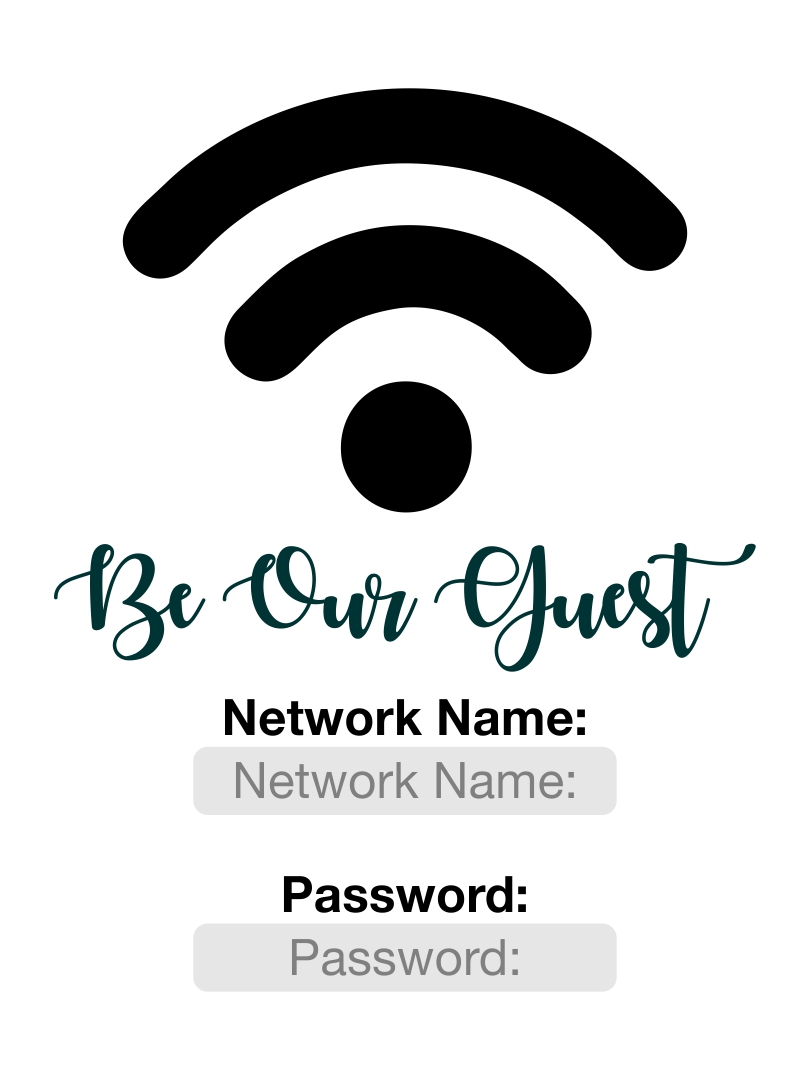 Editable Guest Wifi Password Printable Templates