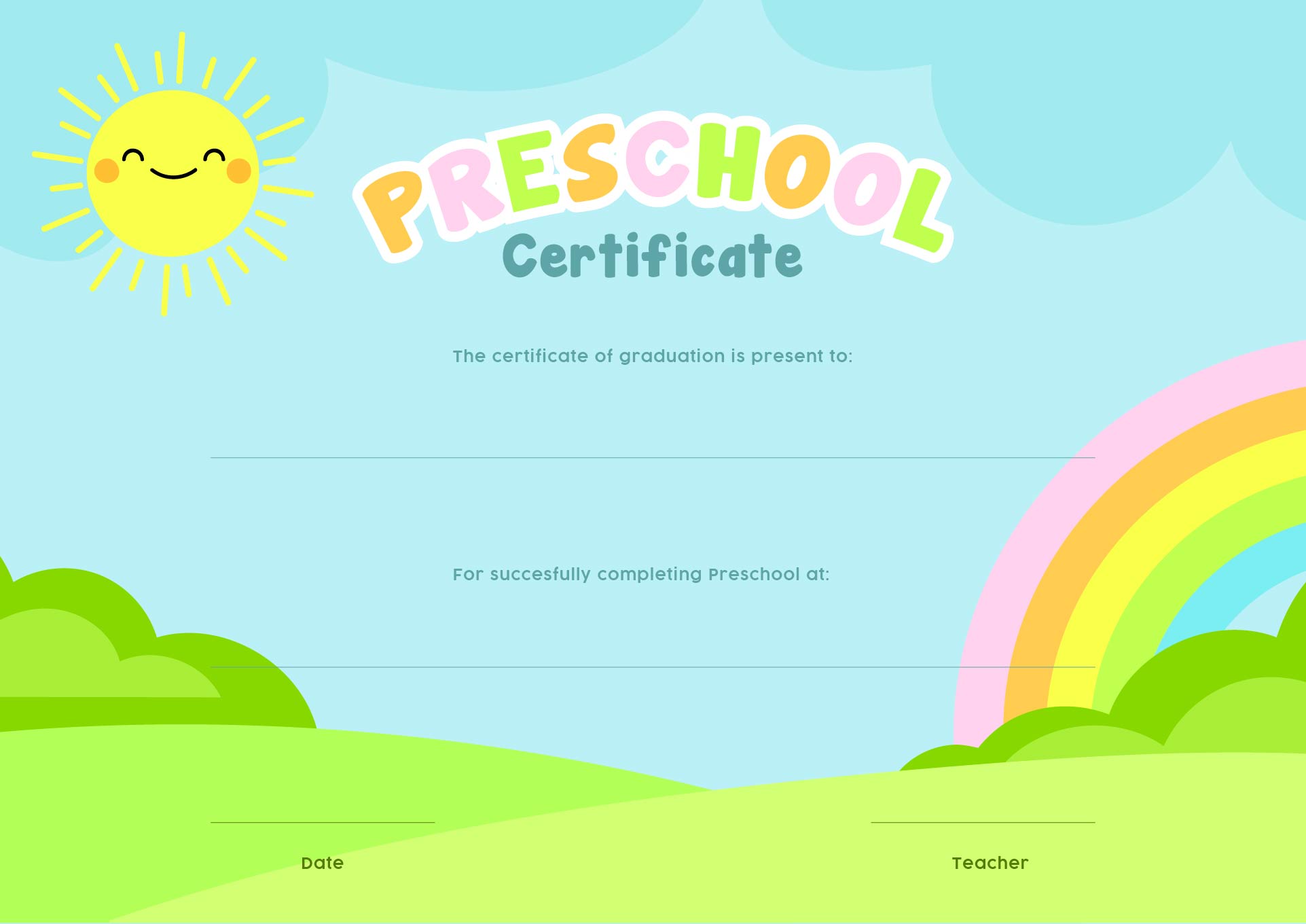 11-preschool-certificate-templates-pdf-in-2020-graduation