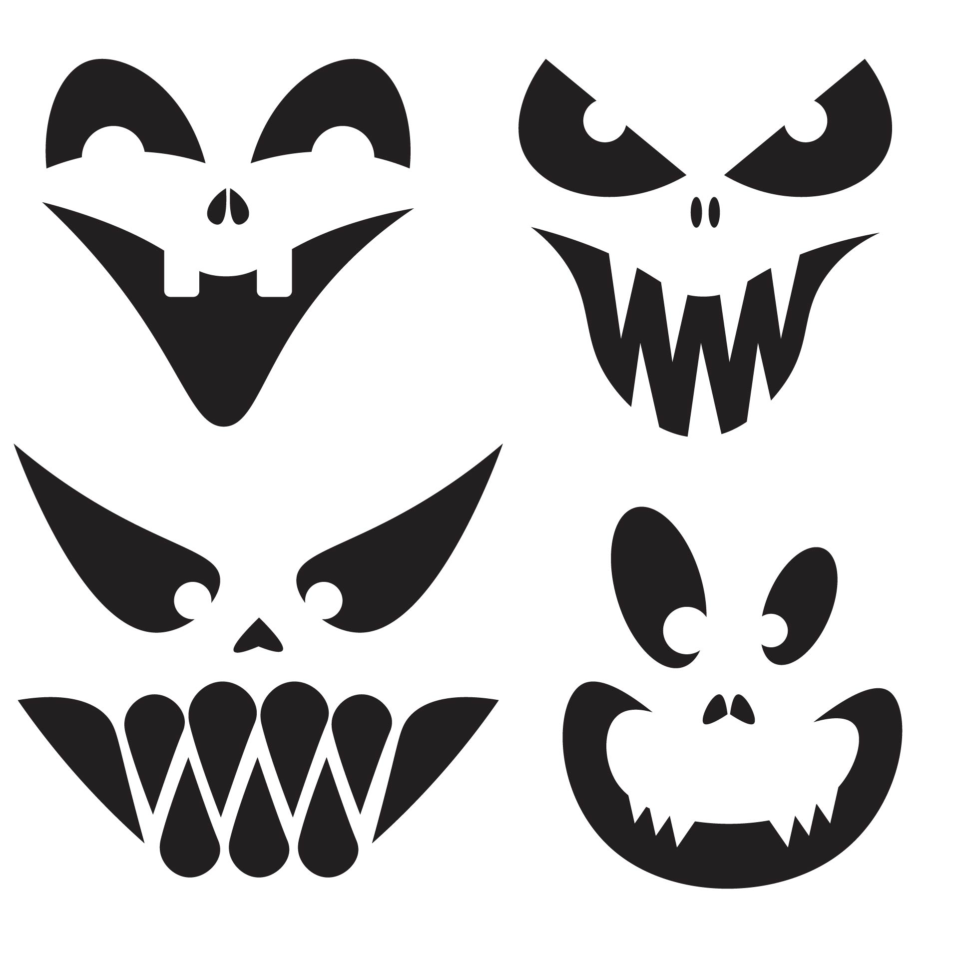 Scary Face Pumpkin Carving Patterns Printable | Printablee