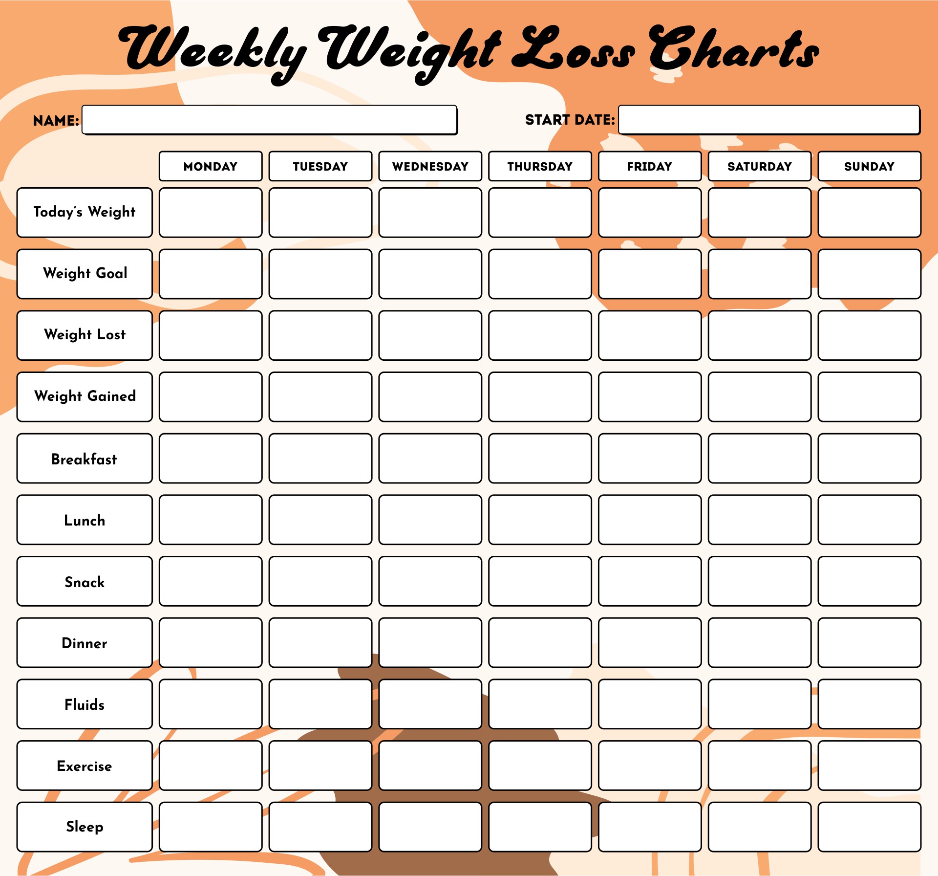 Weigh In Chart Printable