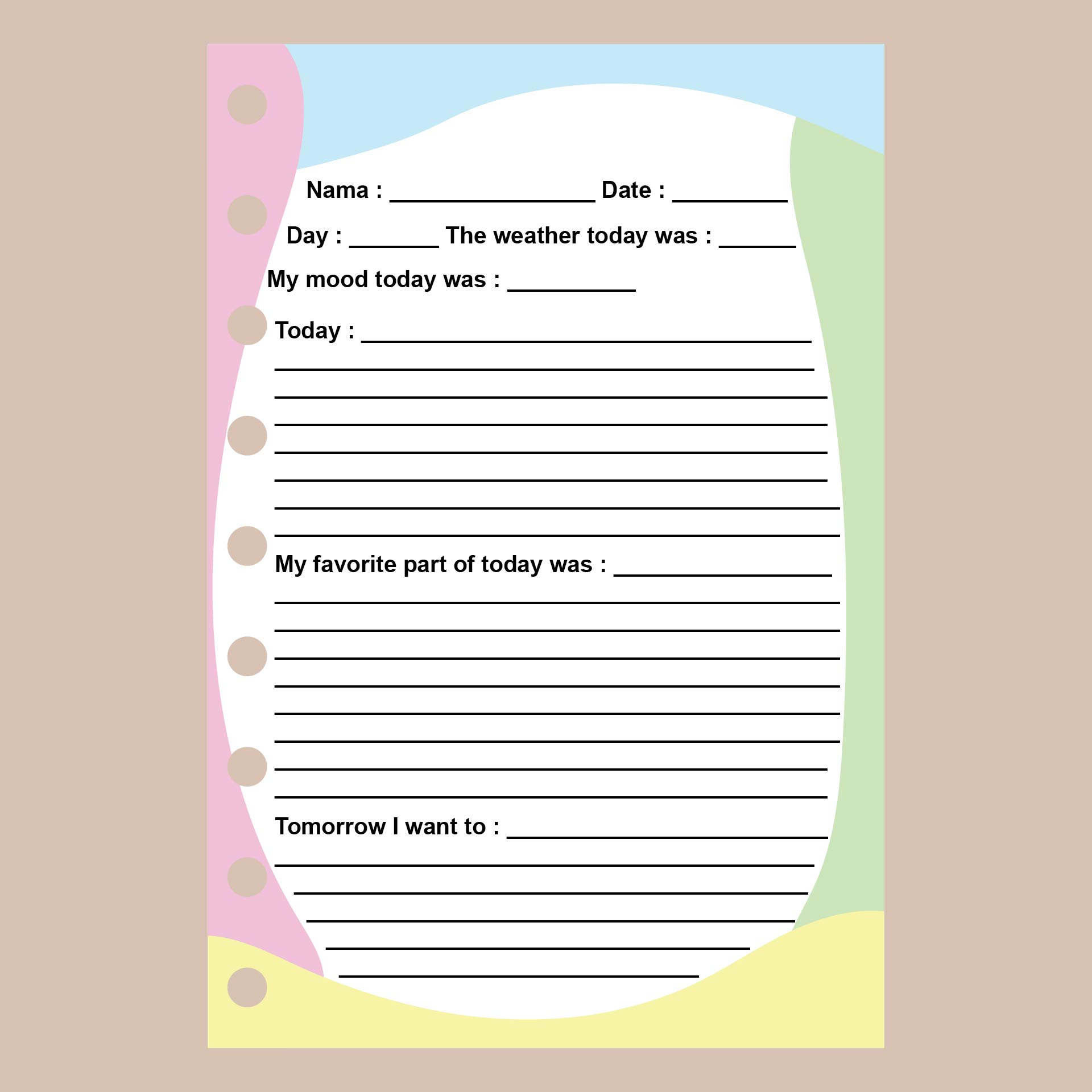 Downloadable Free Printable Daily Journal Pages