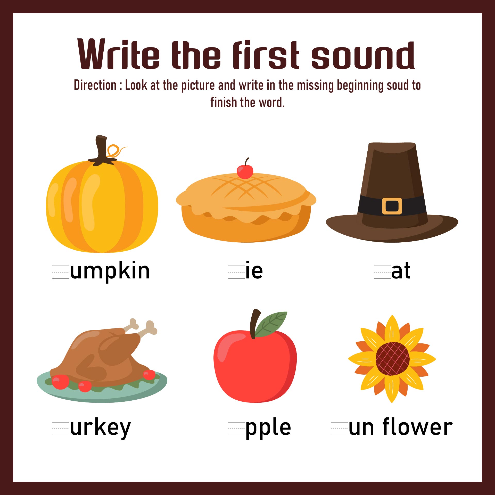 10 Best Free Thanksgiving Printables For Kindergarten Printablee