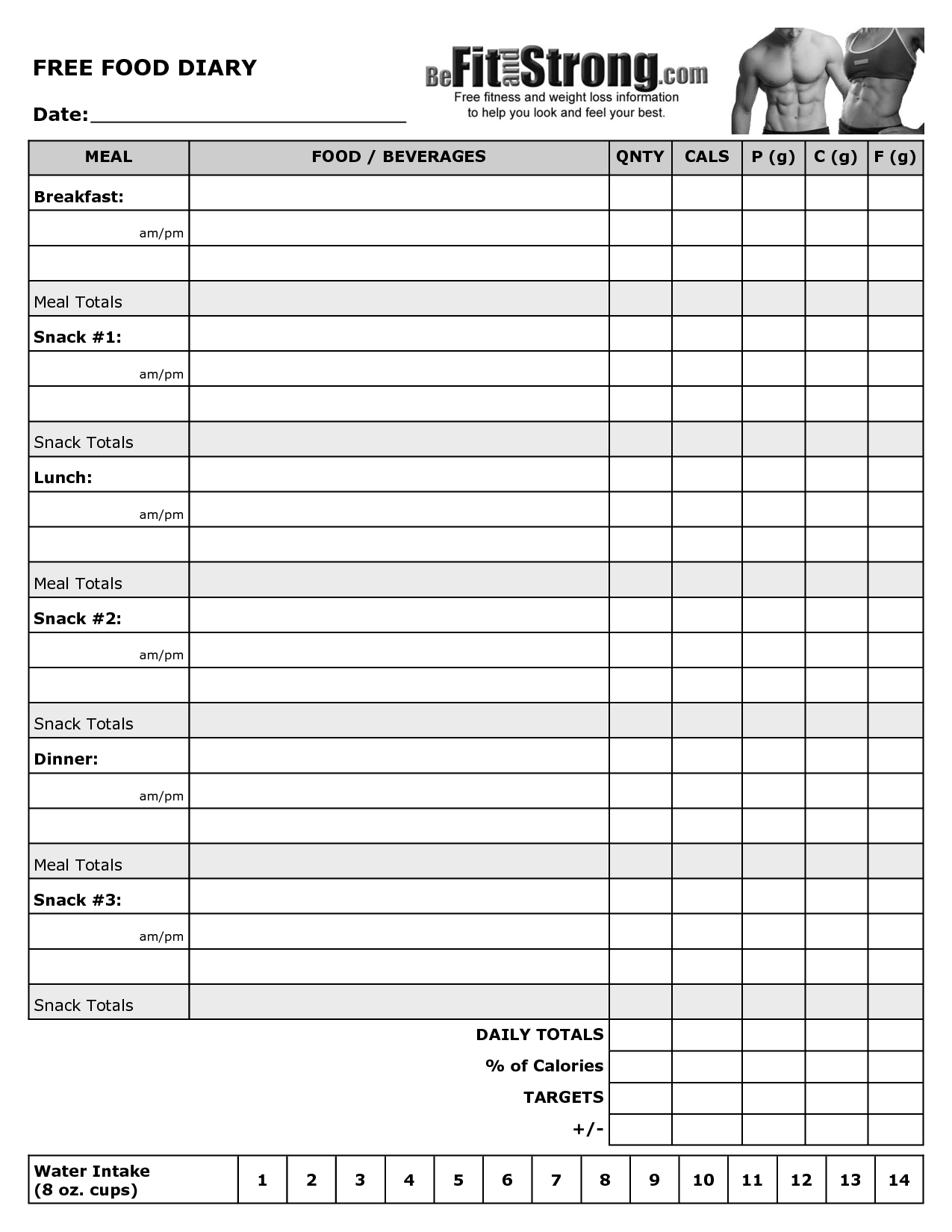 Printable Food and Exercise Log Journal