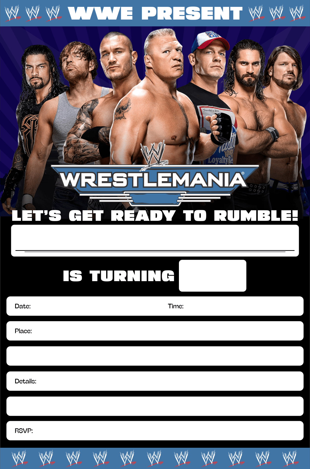 Printable WWE Birthday Invitations